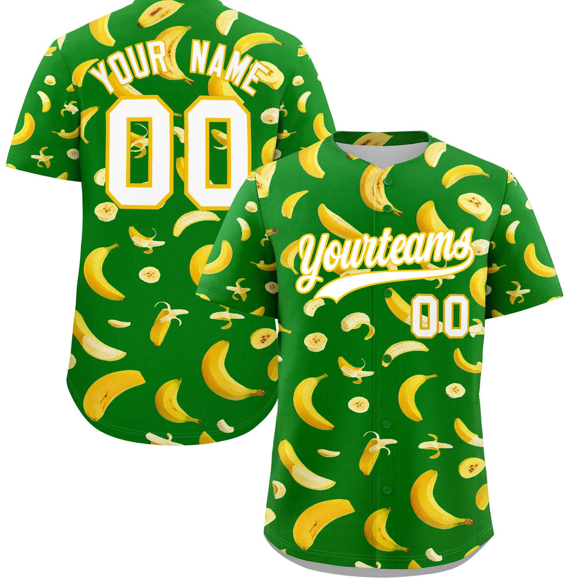 Custom Kelly Green-02 Banana Graffiti Pattern Fashion Authentic Baseball Jersey | Graffiti Pattern | Embroidery&amp;Dye-sublimation printing | KXKSHOP