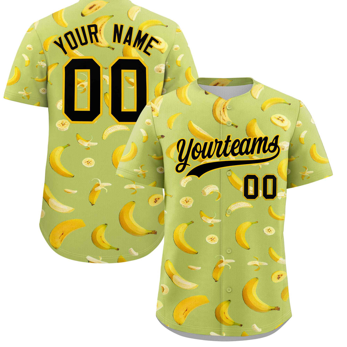 Custom Champagne Banana Graffiti Pattern Fashion Authentic Baseball Jersey | Graffiti Pattern | Embroidery&Dye-sublimation printing | KXKSHOP