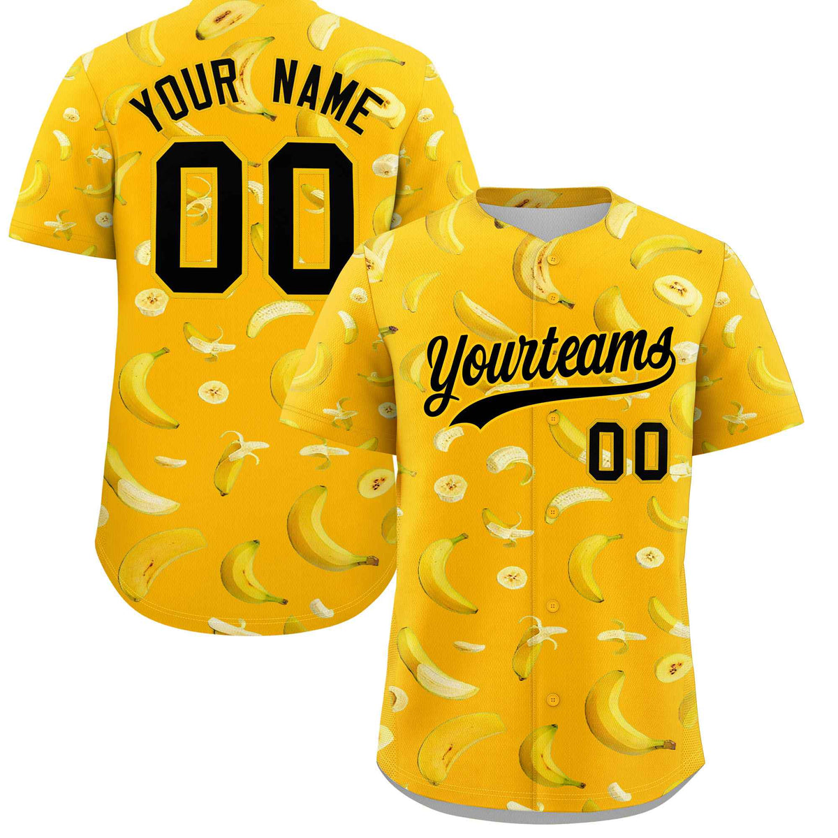 Custom Yellow Banana Graffiti Pattern Fashion Authentic Baseball Jersey | Graffiti Pattern | Embroidery&amp;Dye-sublimation printing | KXKSHOP
