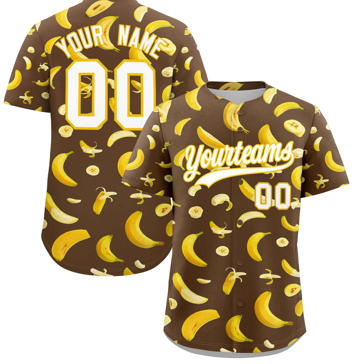 Custom Light Brown Banana Graffiti Pattern Fashion Authentic Baseball Jersey | Graffiti Pattern | Embroidery&amp;Dye-sublimation printing | KXKSHOP