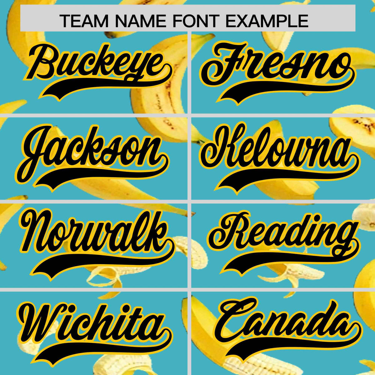 Custom Teal Banana Graffiti Pattern Fashion Authentic Baseball Jersey | Graffiti Pattern | Embroidery&amp;Dye-sublimation printing | KXKSHOP