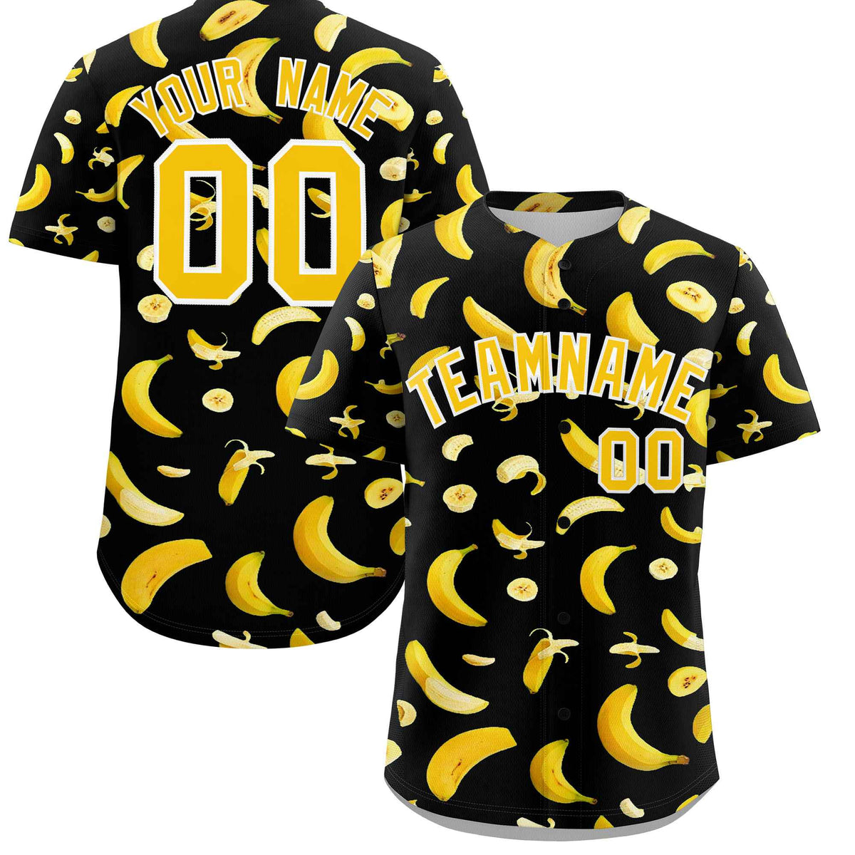 Custom Black Banana Graffiti Pattern Fashion Authentic Baseball Jersey | Graffiti Pattern | Embroidery&amp;Dye-sublimation printing | KXKSHOP