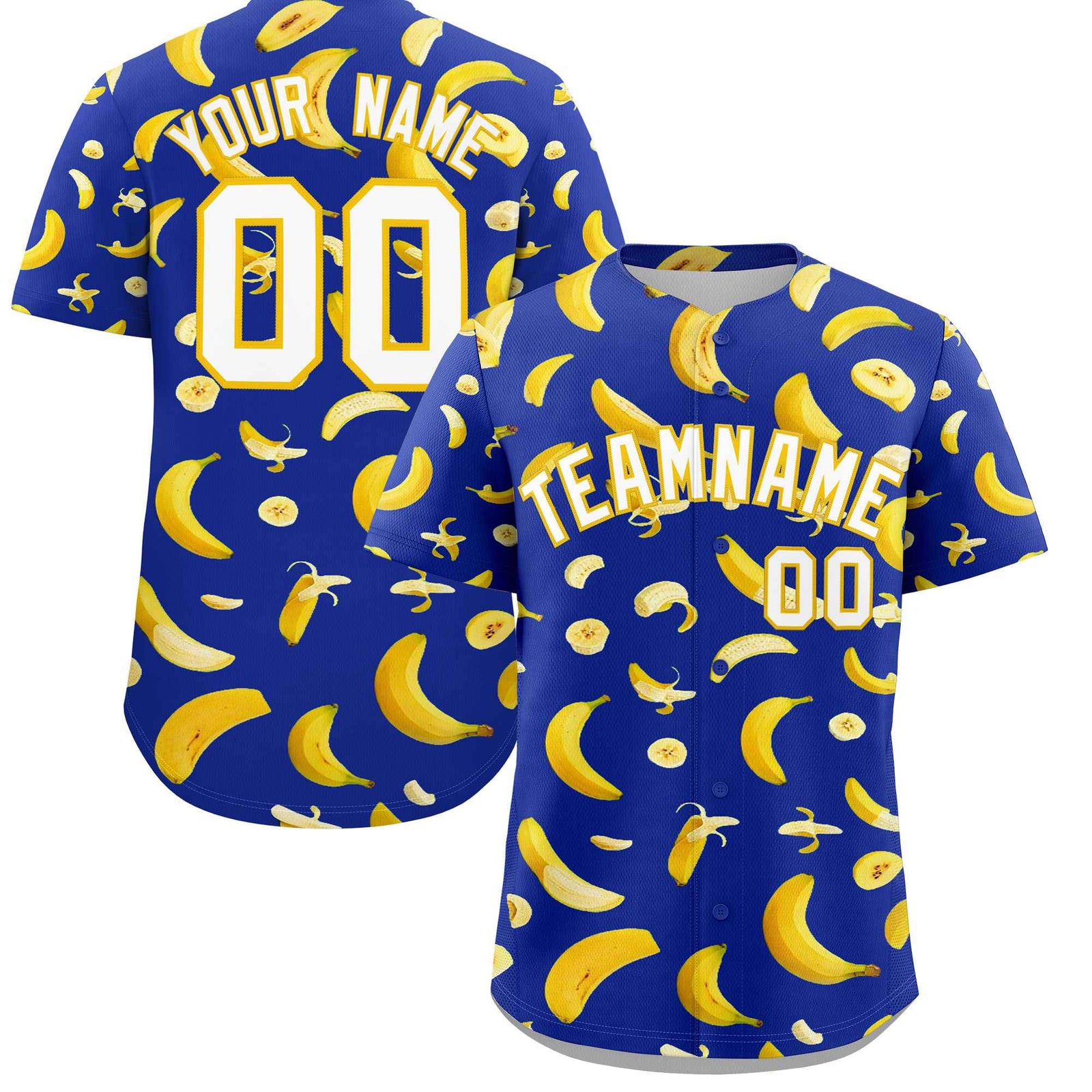 Custom Royal Blue Banana Graffiti Pattern Fashion Authentic Baseball Jersey | Graffiti Pattern | Embroidery&Dye-sublimation printing | KXKSHOP