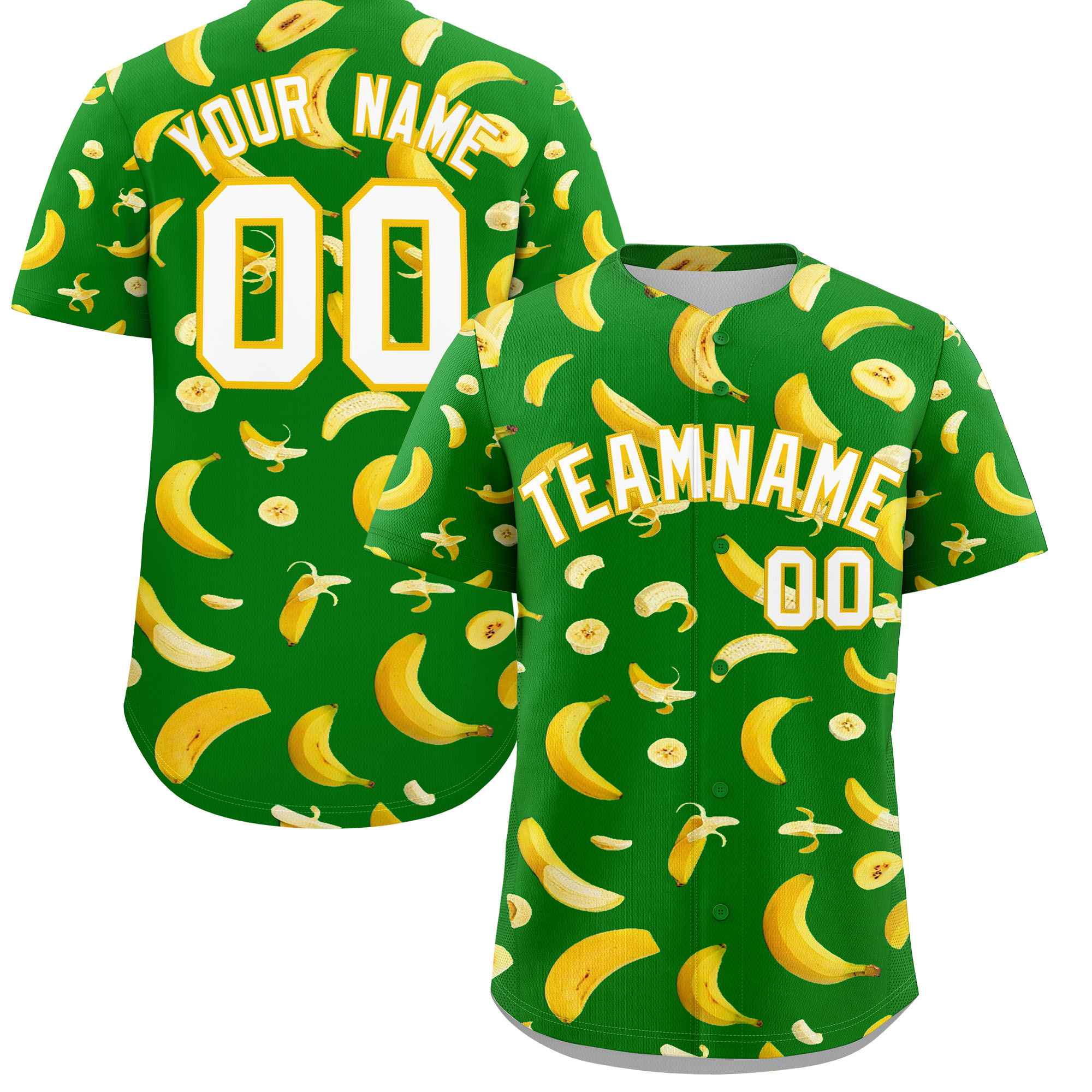Custom Kelly Green-02 Banana Graffiti Pattern Fashion Authentic Baseball Jersey | Graffiti Pattern | Embroidery&Dye-sublimation printing | KXKSHOP