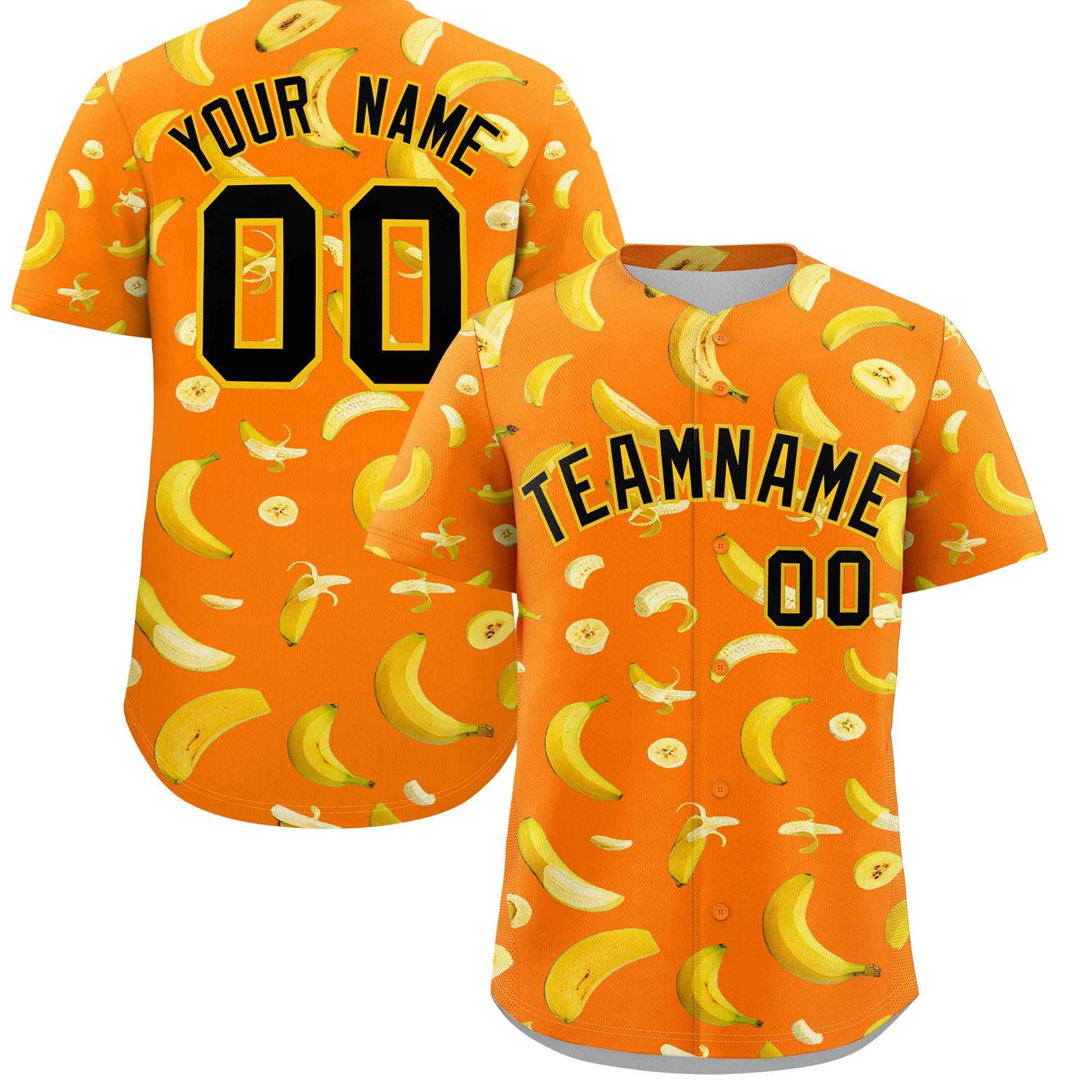Custom Orange Banana Graffiti Pattern Fashion Authentic Baseball Jersey | Graffiti Pattern | Embroidery&Dye-sublimation printing | KXKSHOP