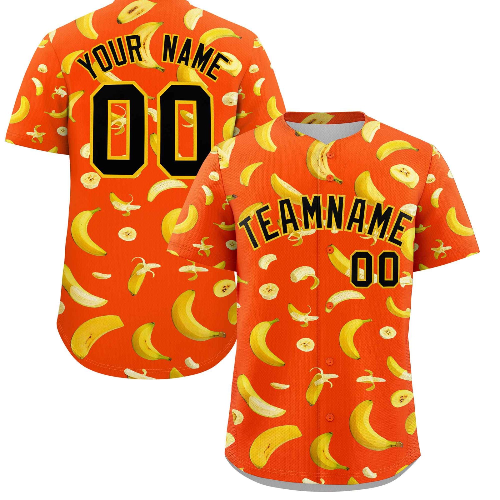 Custom Orange Banana Graffiti Pattern Fashion Authentic Baseball Jersey | Graffiti Pattern | Embroidery&Dye-sublimation printing | KXKSHOP
