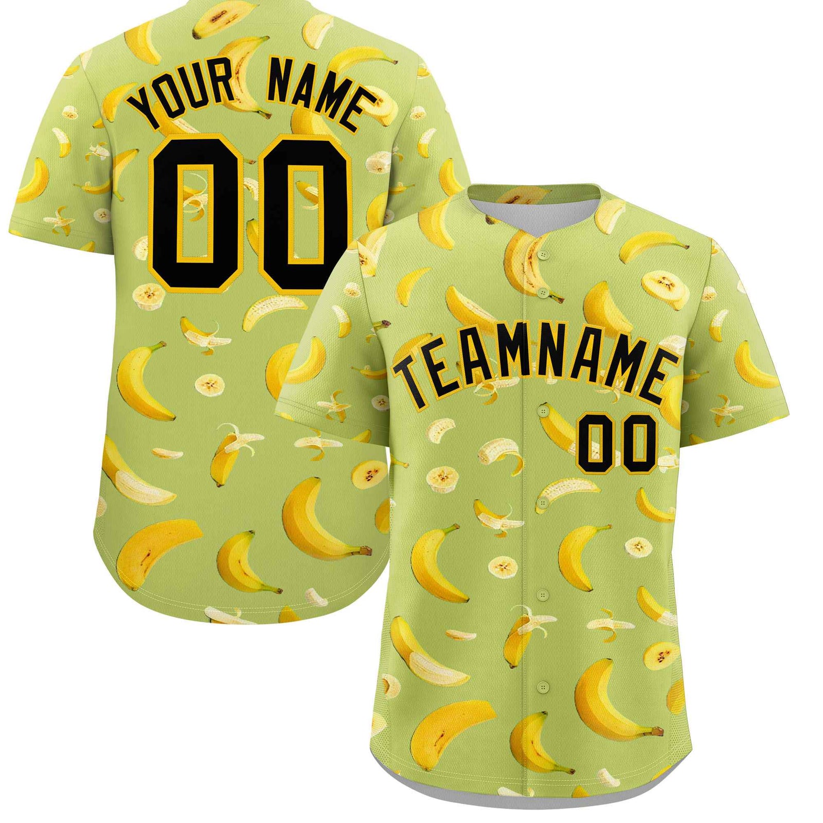 Custom Champagne Banana Graffiti Pattern Fashion Authentic Baseball Jersey | Graffiti Pattern | Embroidery&Dye-sublimation printing | KXKSHOP