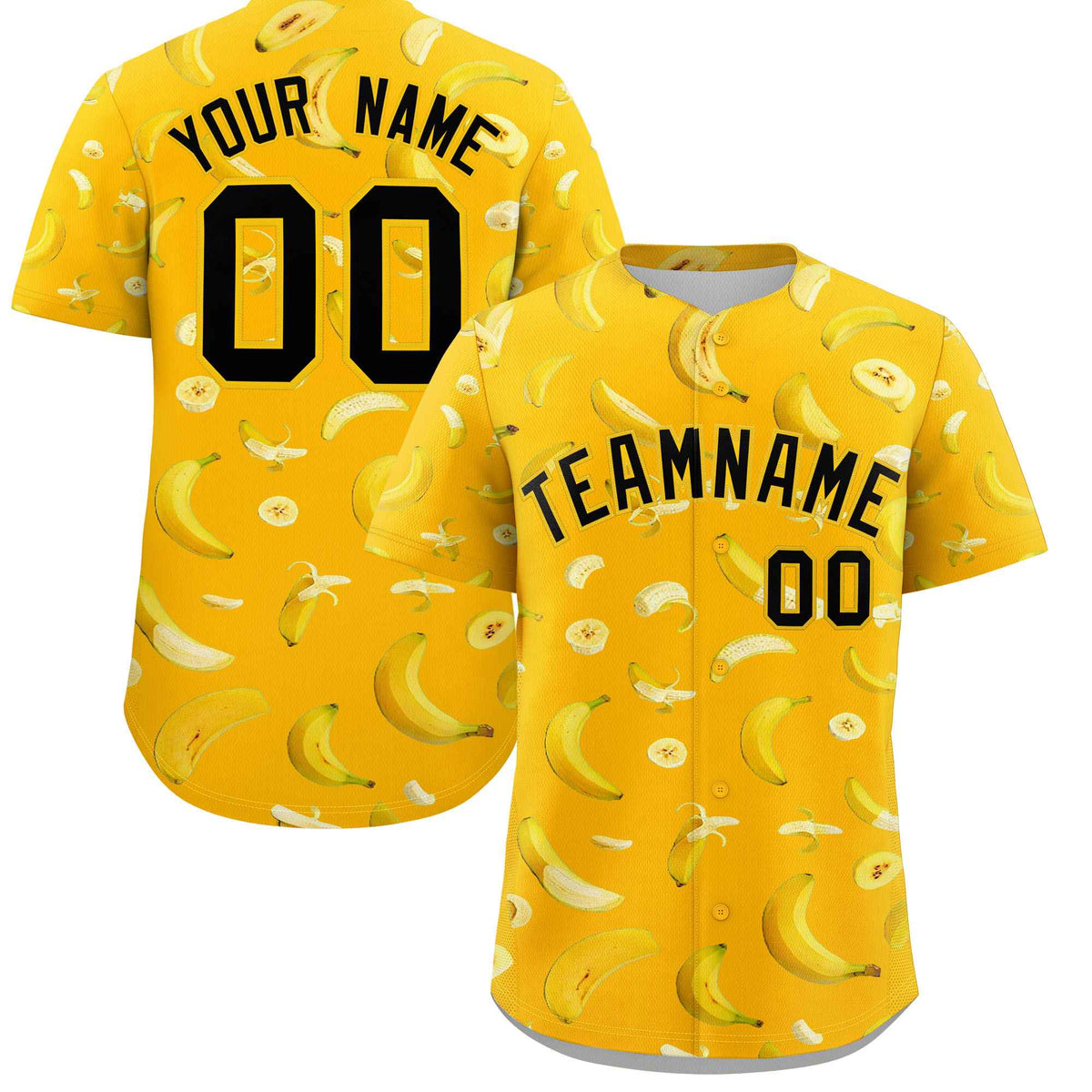 Custom Yellow Banana Graffiti Pattern Fashion Authentic Baseball Jersey | Graffiti Pattern | Embroidery&amp;Dye-sublimation printing | KXKSHOP