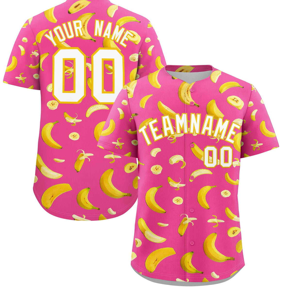 Custom Pink Banana Graffiti Pattern Fashion Authentic Baseball Jersey | Graffiti Pattern | Embroidery&amp;Dye-sublimation printing | KXKSHOP