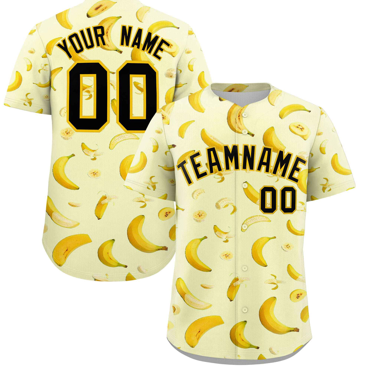 Custom Cream Banana Graffiti Pattern Fashion Authentic Baseball Jersey | Graffiti Pattern | Embroidery&Dye-sublimation printing | KXKSHOP