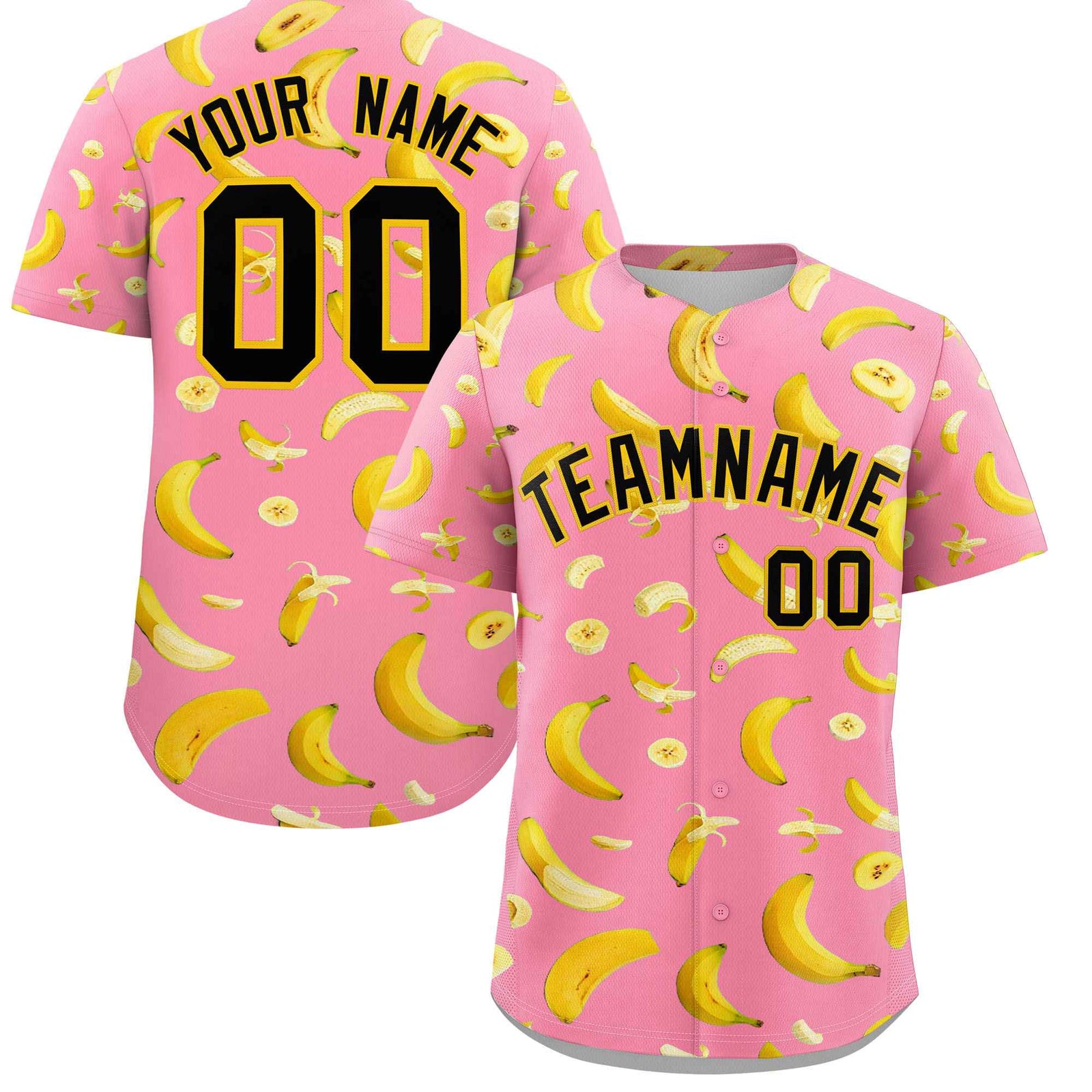 Custom Light Pink Banana Graffiti Pattern Fashion Authentic Baseball Jersey | Graffiti Pattern | Embroidery&Dye-sublimation printing | KXKSHOP