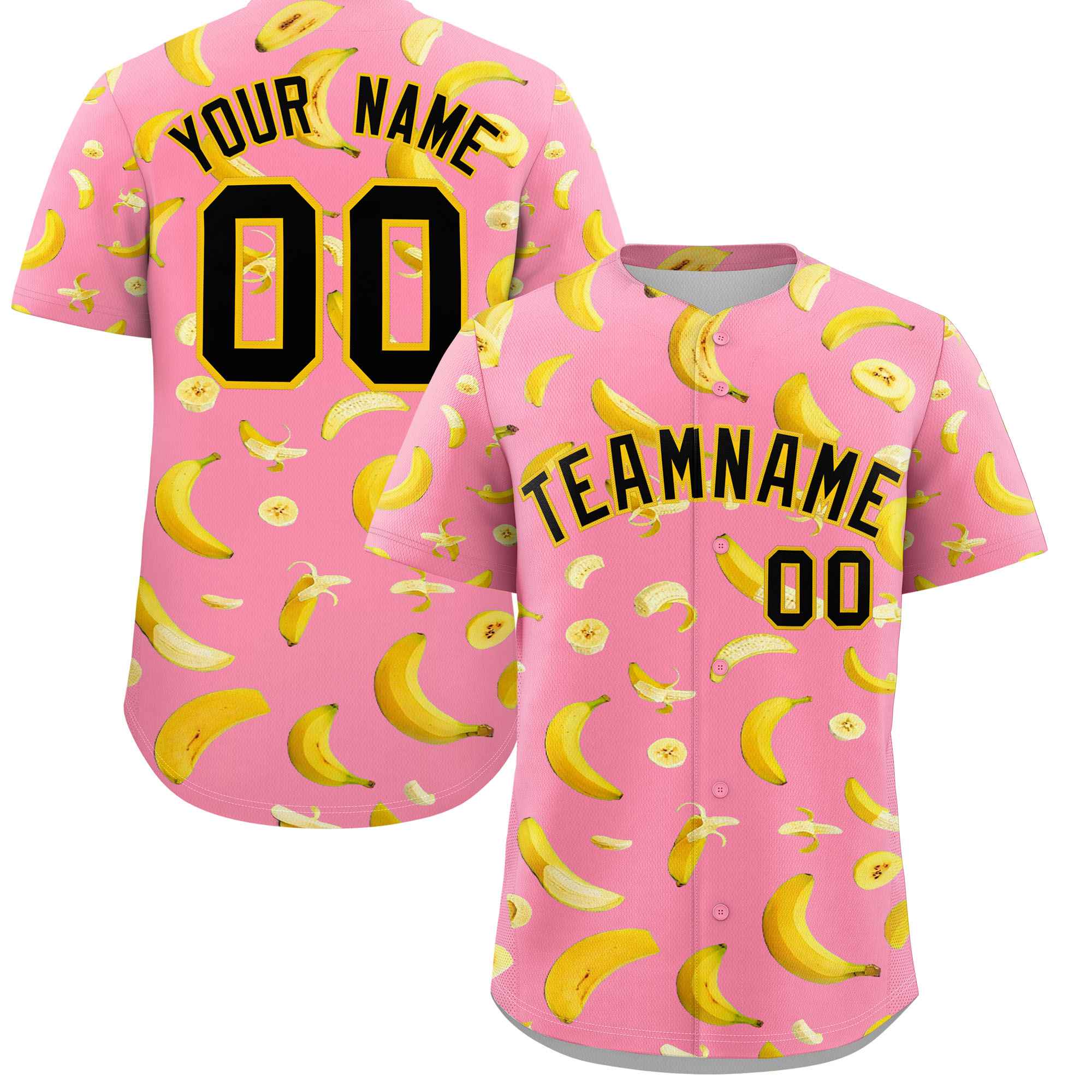Custom Light Pink Banana Graffiti Pattern Fashion Authentic Baseball Jersey | Graffiti Pattern | Embroidery&Dye-sublimation printing | KXKSHOP