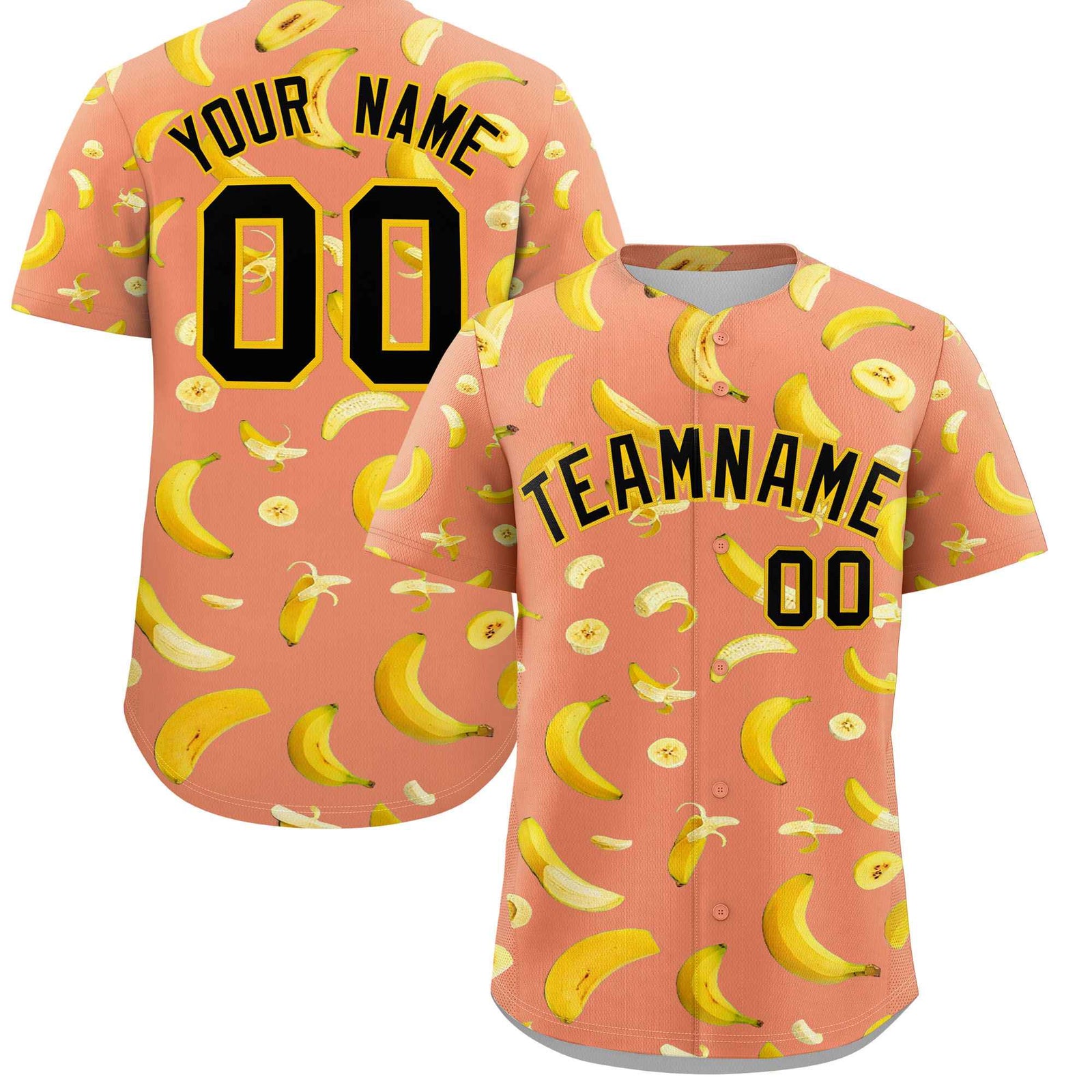 Custom Light Orange Banana Graffiti Pattern Fashion Authentic Baseball Jersey | Graffiti Pattern | Embroidery&Dye-sublimation printing | KXKSHOP