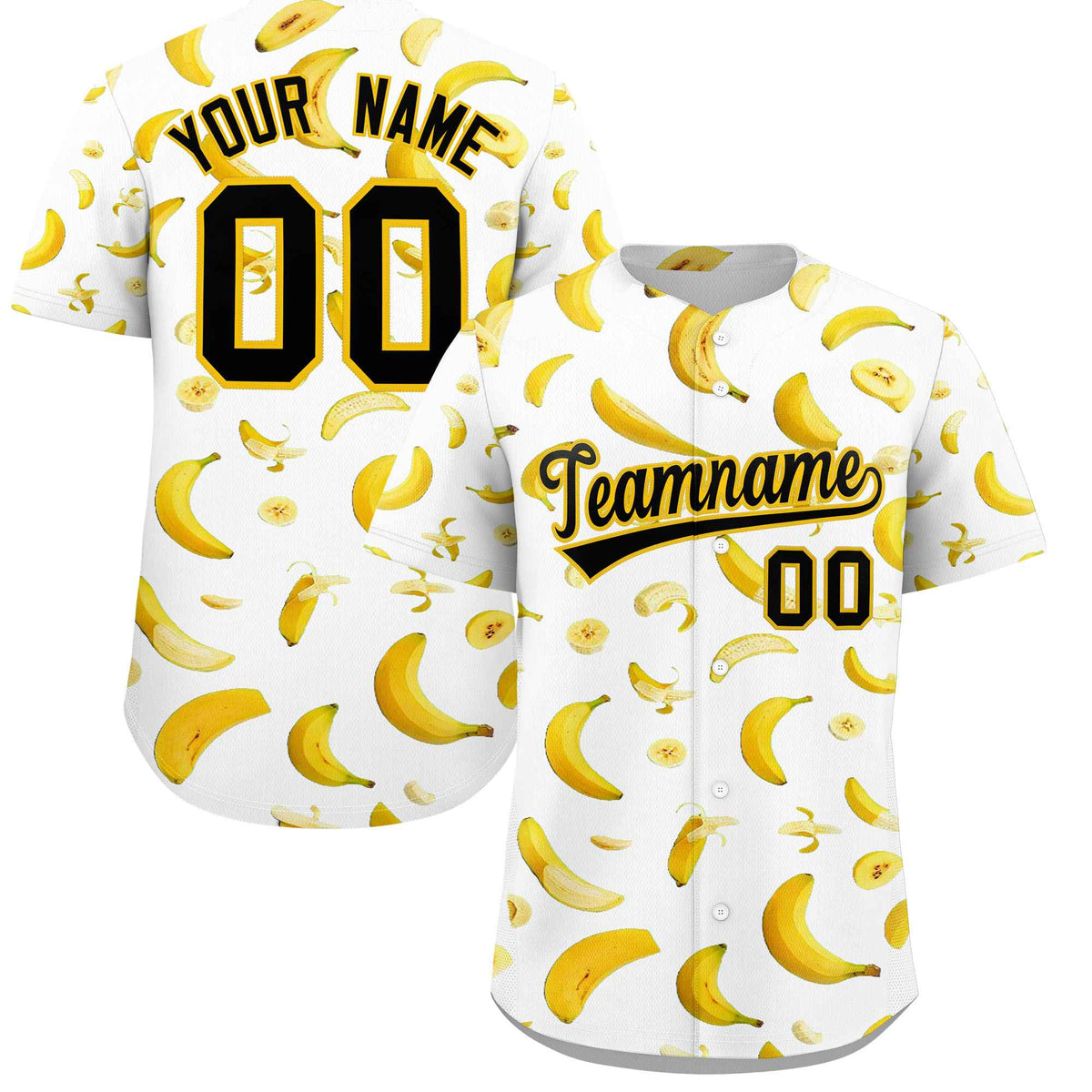 Custom White Banana Graffiti Pattern Fashion Authentic Baseball Jersey | Graffiti Pattern | Embroidery&amp;Dye-sublimation printing | KXKSHOP