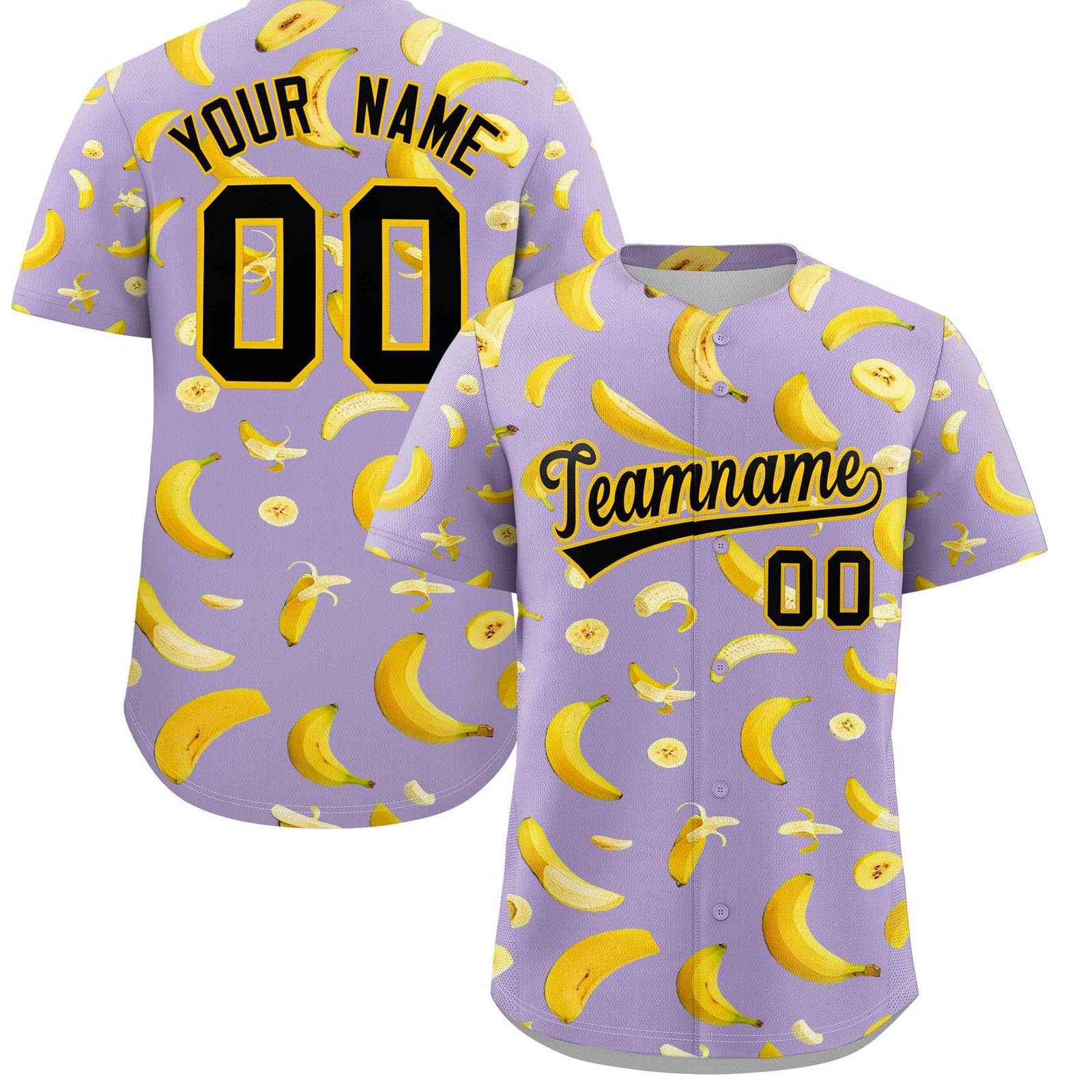 Custom Light Purple Banana Graffiti Pattern Fashion Authentic Baseball Jersey | Graffiti Pattern | Embroidery&Dye-sublimation printing | KXKSHOP