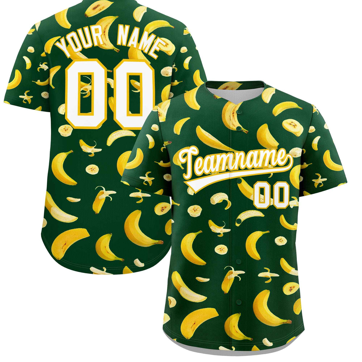 Custom Green Banana Graffiti Pattern Fashion Authentic Baseball Jersey | Graffiti Pattern | Embroidery&amp;Dye-sublimation printing | KXKSHOP