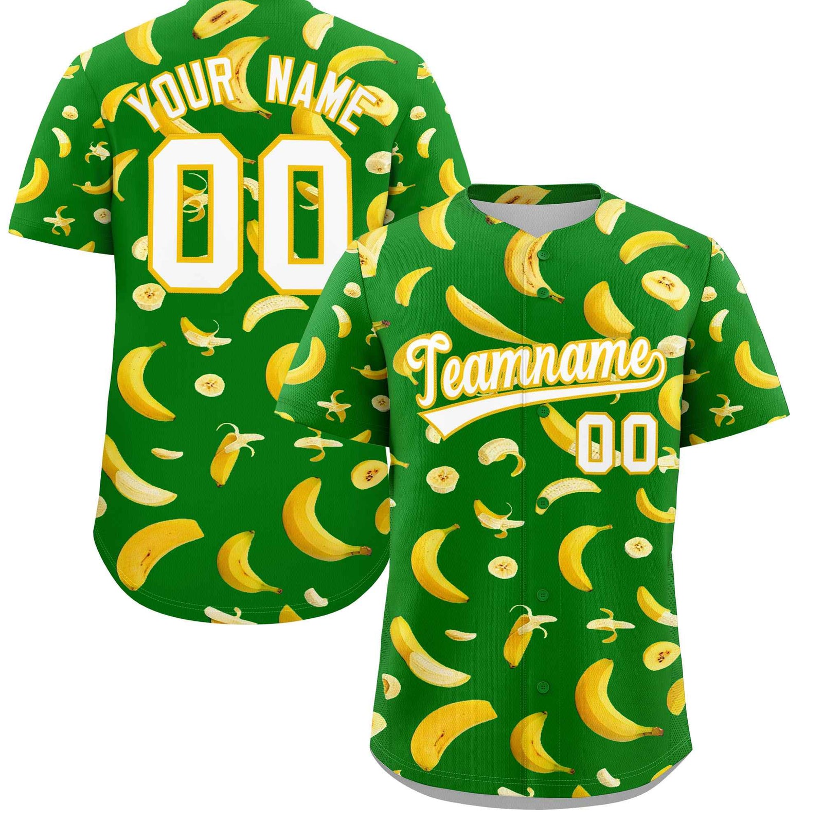 Custom Kelly Green-02 Banana Graffiti Pattern Fashion Authentic Baseball Jersey | Graffiti Pattern | Embroidery&Dye-sublimation printing | KXKSHOP
