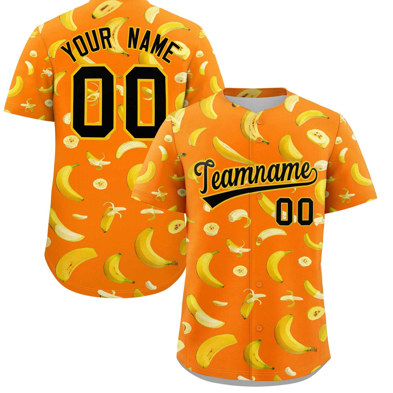 Custom Orange Banana Graffiti Pattern Fashion Authentic Baseball Jersey | Graffiti Pattern | Embroidery&Dye-sublimation printing | KXKSHOP