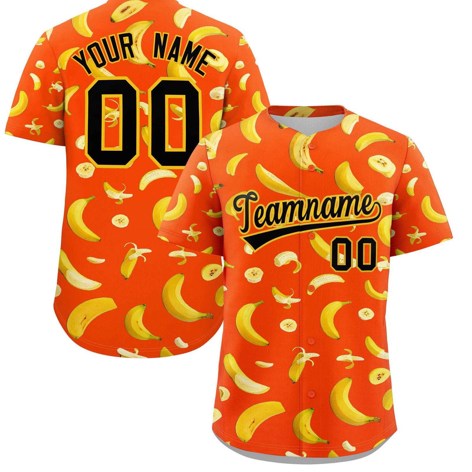 Custom Orange Banana Graffiti Pattern Fashion Authentic Baseball Jersey | Graffiti Pattern | Embroidery&Dye-sublimation printing | KXKSHOP
