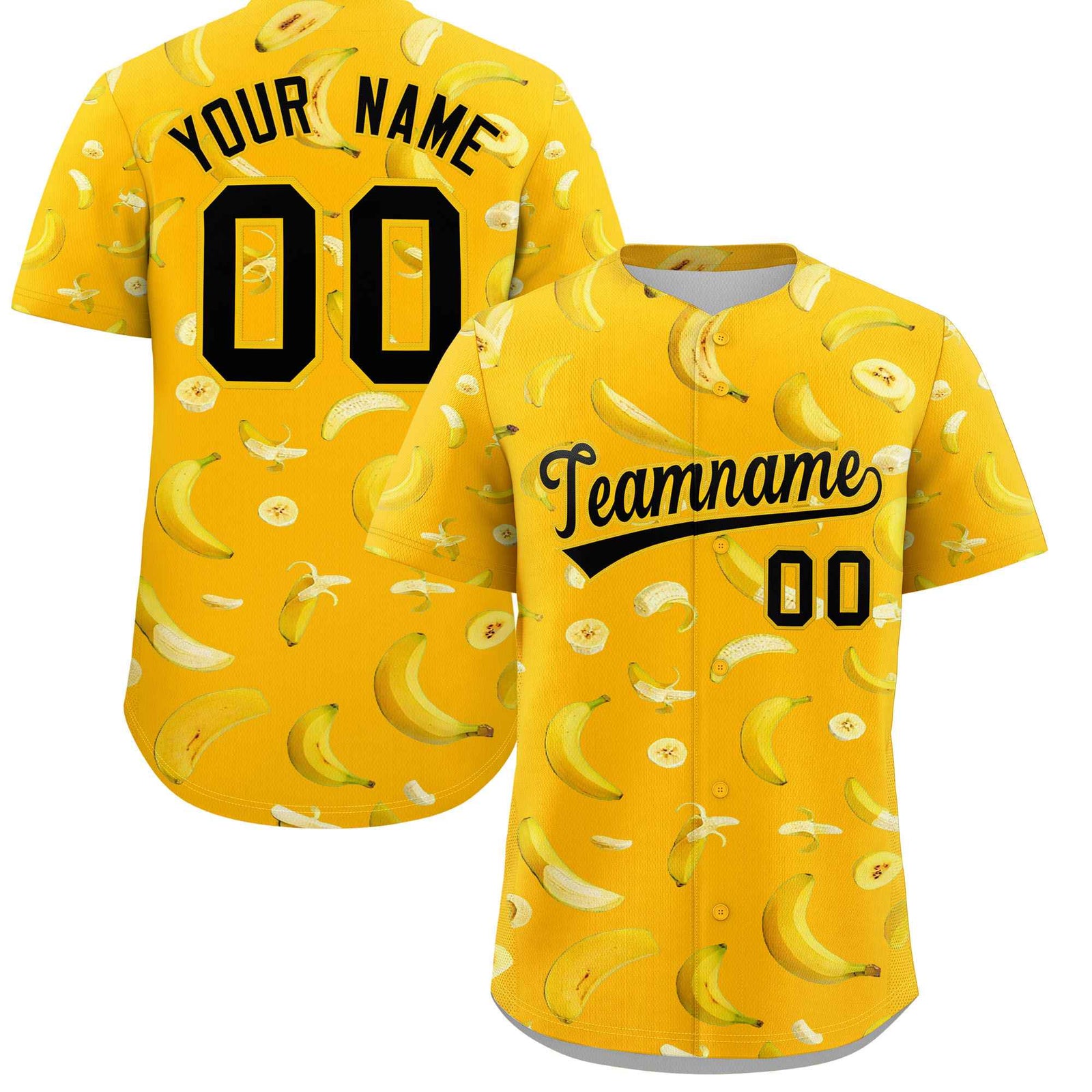 Custom Yellow Banana Graffiti Pattern Fashion Authentic Baseball Jersey | Graffiti Pattern | Embroidery&Dye-sublimation printing | KXKSHOP