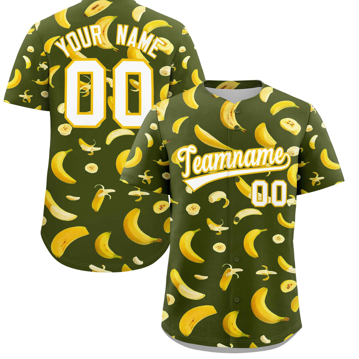Custom Olive Banana Graffiti Pattern Fashion Authentic Baseball Jersey | Graffiti Pattern | Embroidery&amp;Dye-sublimation printing | KXKSHOP