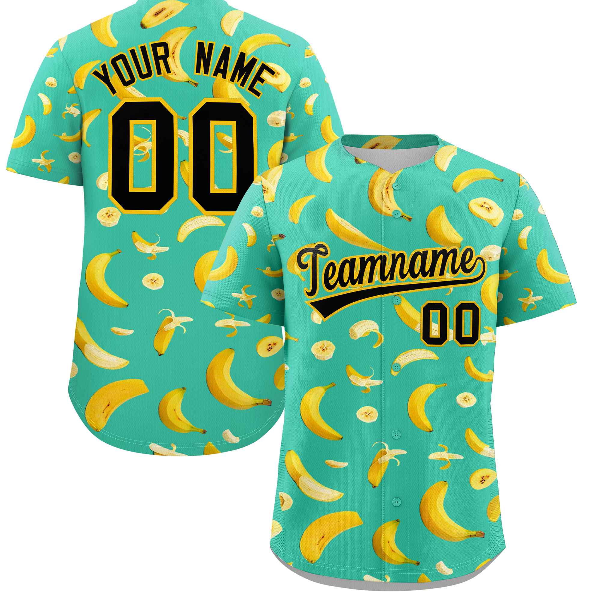 Custom Bright Green Banana Graffiti Pattern Fashion Authentic Baseball Jersey | Graffiti Pattern | Embroidery&Dye-sublimation printing | KXKSHOP