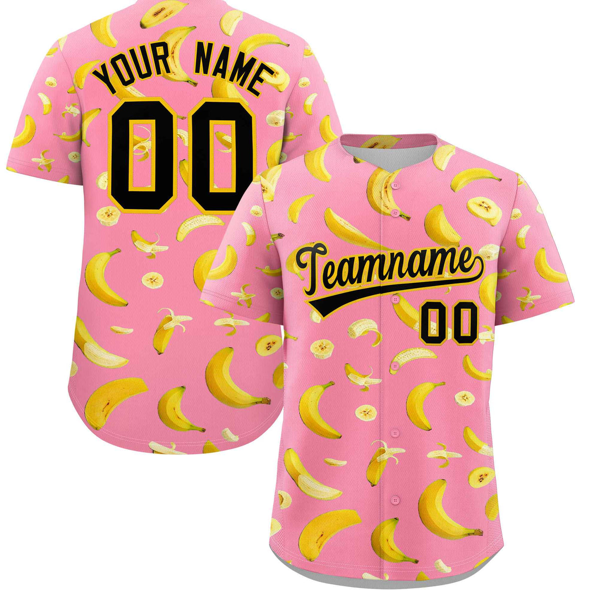 Custom Light Pink Banana Graffiti Pattern Fashion Authentic Baseball Jersey | Graffiti Pattern | Embroidery&amp;Dye-sublimation printing | KXKSHOP