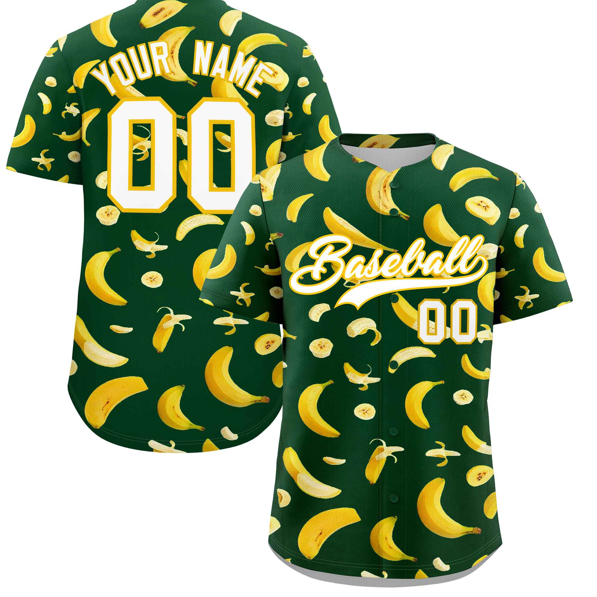 Custom Green Banana Graffiti Pattern Fashion Authentic Baseball Jersey | Graffiti Pattern | Embroidery&Dye-sublimation printing | KXKSHOP
