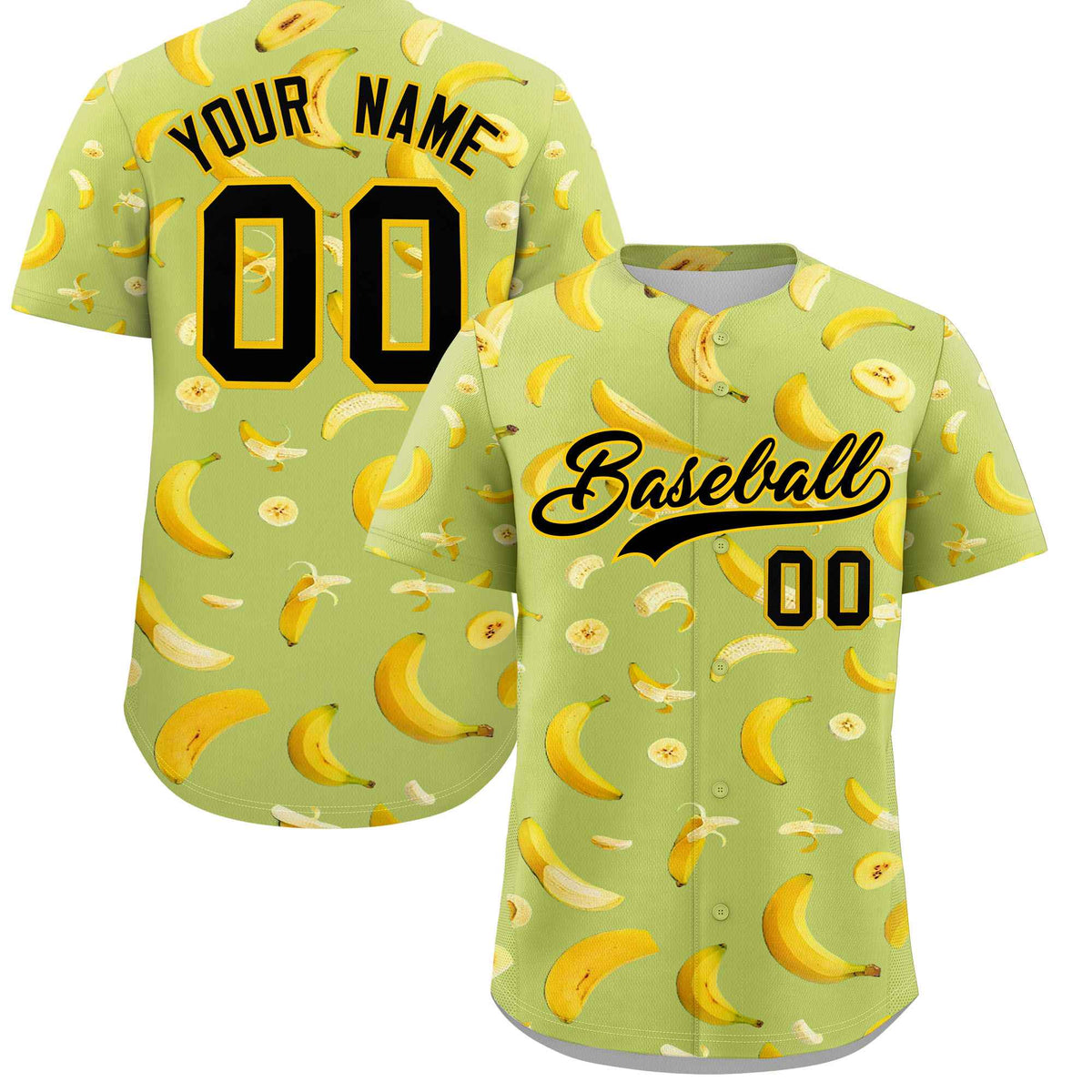 Custom Champagne Banana Graffiti Pattern Fashion Authentic Baseball Jersey | Graffiti Pattern | Embroidery&Dye-sublimation printing | KXKSHOP