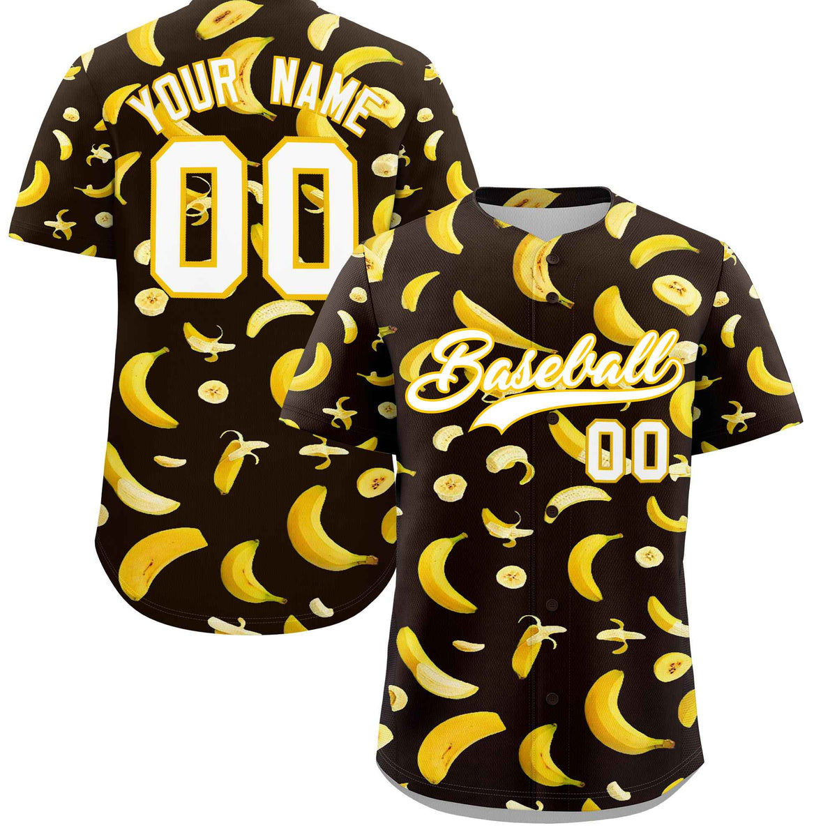 Custom Brown Banana Graffiti Pattern Fashion Authentic Baseball Jersey | Graffiti Pattern | Embroidery&Dye-sublimation printing | KXKSHOP