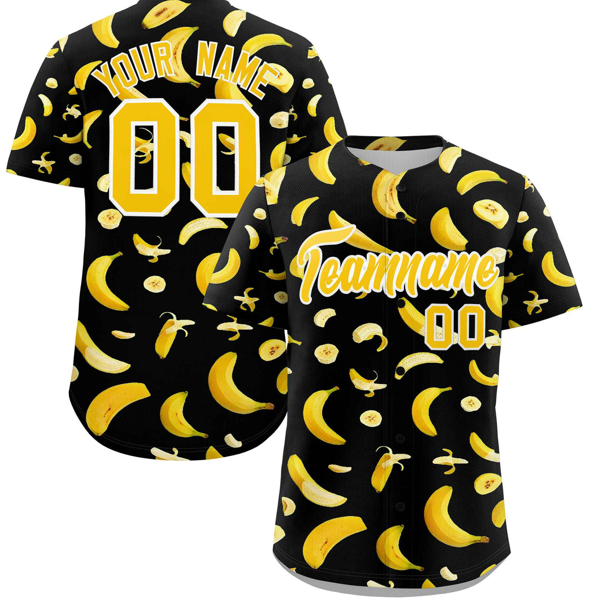 Custom Black Banana Graffiti Pattern Fashion Authentic Baseball Jersey | Graffiti Pattern | Embroidery&amp;Dye-sublimation printing | KXKSHOP