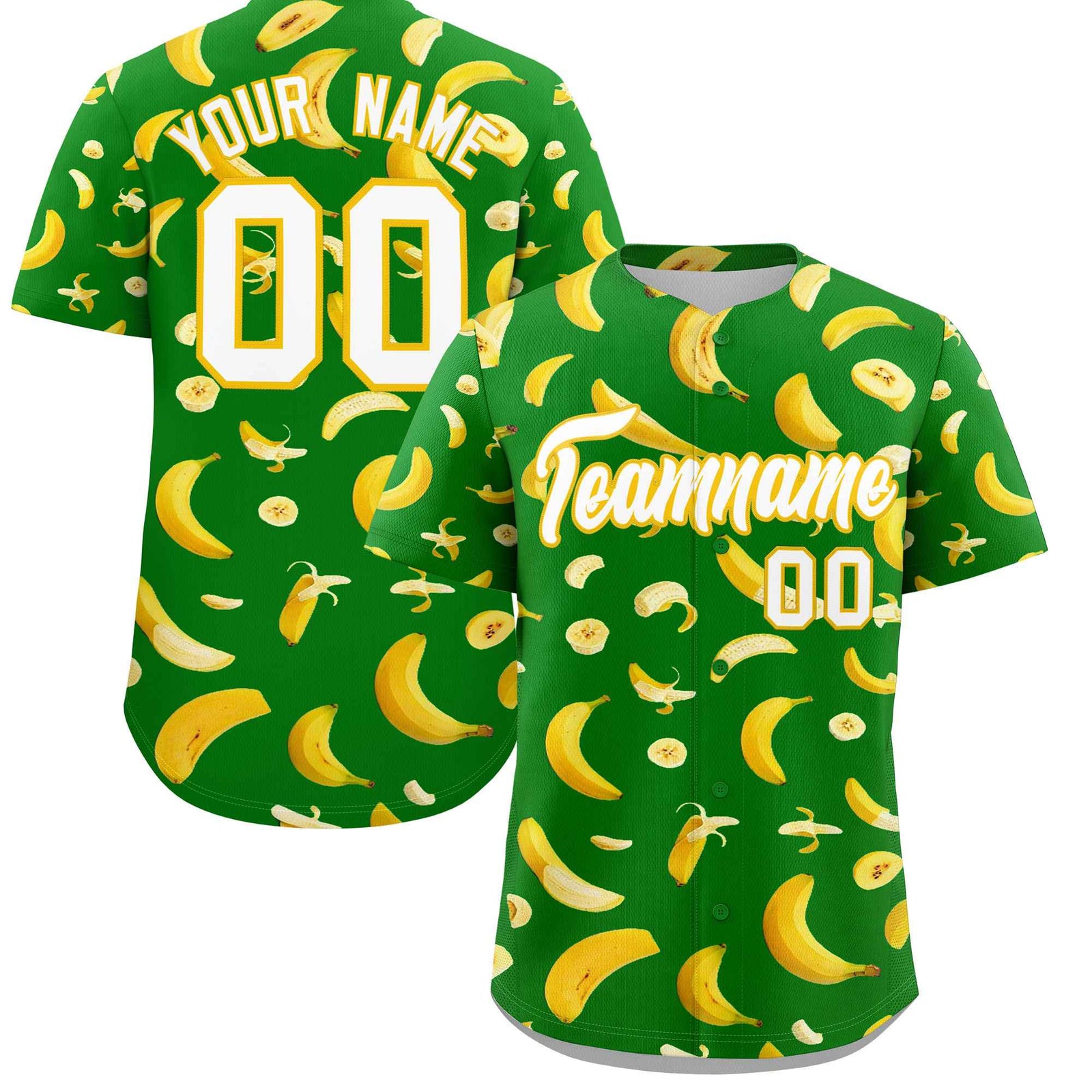 Custom Kelly Green-02 Banana Graffiti Pattern Fashion Authentic Baseball Jersey | Graffiti Pattern | Embroidery&Dye-sublimation printing | KXKSHOP