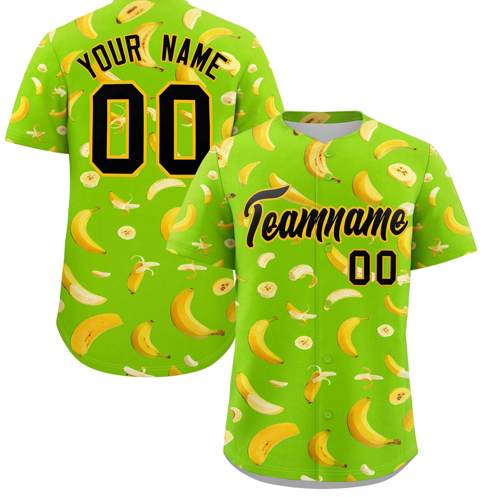 Custom Neon Green Banana Graffiti Pattern Fashion Authentic Baseball Jersey | Graffiti Pattern | Embroidery&Dye-sublimation printing | KXKSHOP
