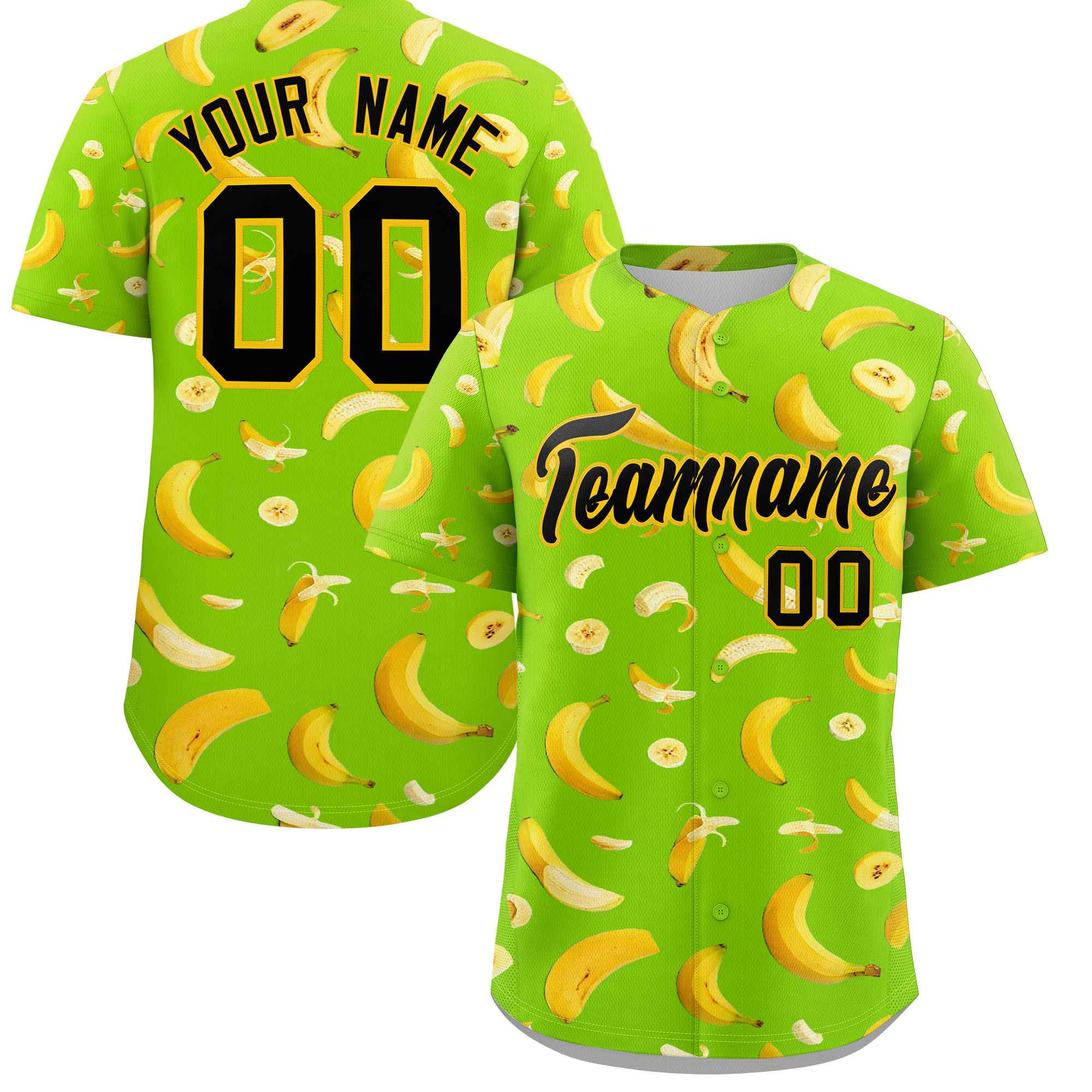 Custom Neon Green Banana Graffiti Pattern Fashion Authentic Baseball Jersey | Graffiti Pattern | Embroidery&Dye-sublimation printing | KXKSHOP
