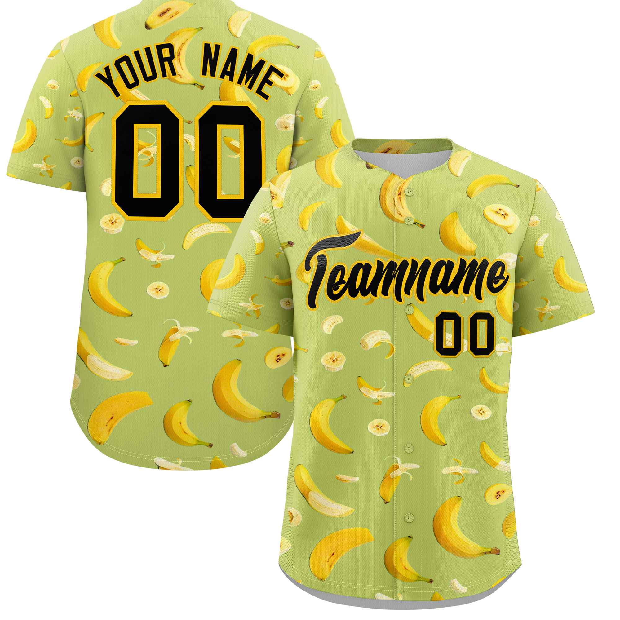 Custom Champagne Banana Graffiti Pattern Fashion Authentic Baseball Jersey | Graffiti Pattern | Embroidery&Dye-sublimation printing | KXKSHOP