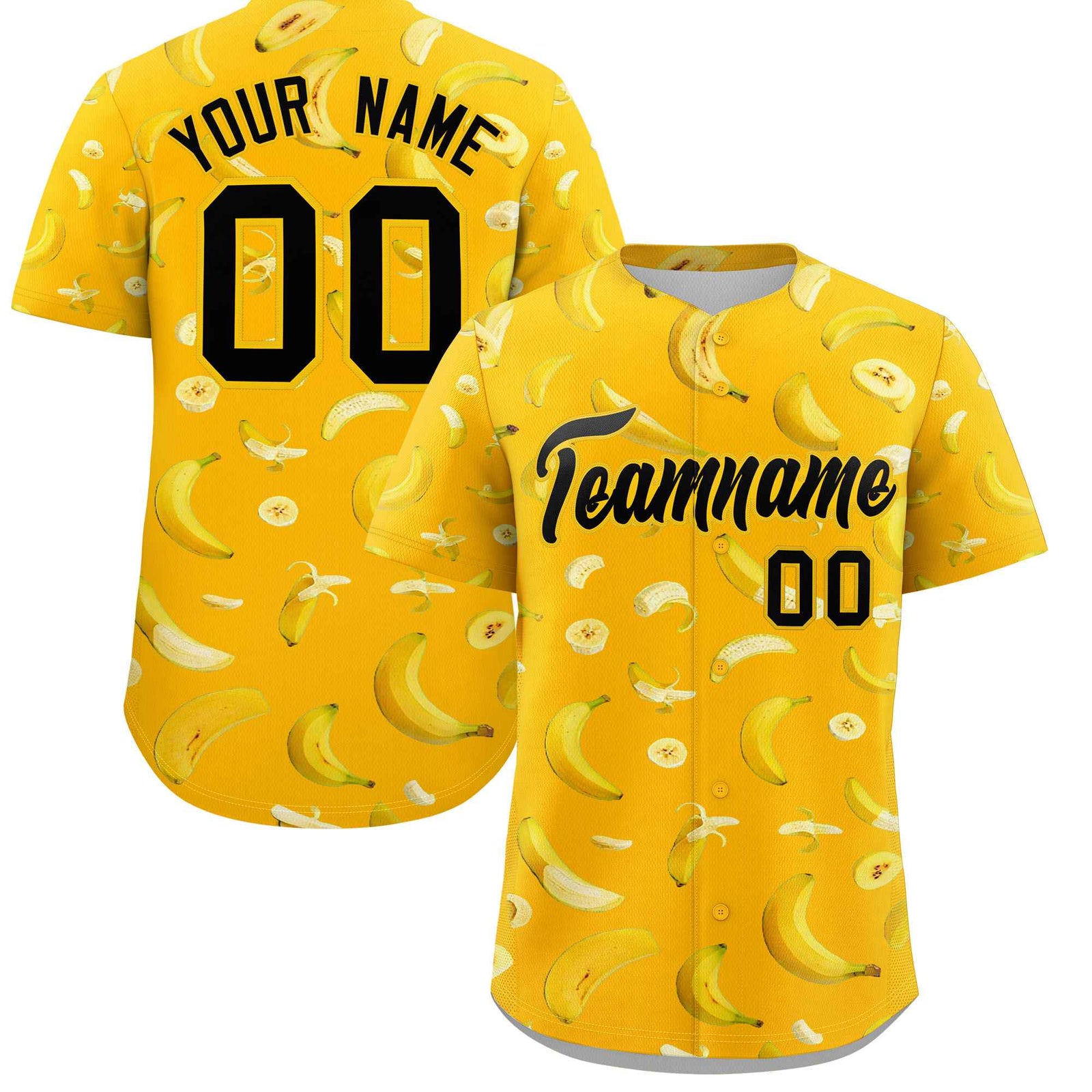 Custom Yellow Banana Graffiti Pattern Fashion Authentic Baseball Jersey | Graffiti Pattern | Embroidery&Dye-sublimation printing | KXKSHOP