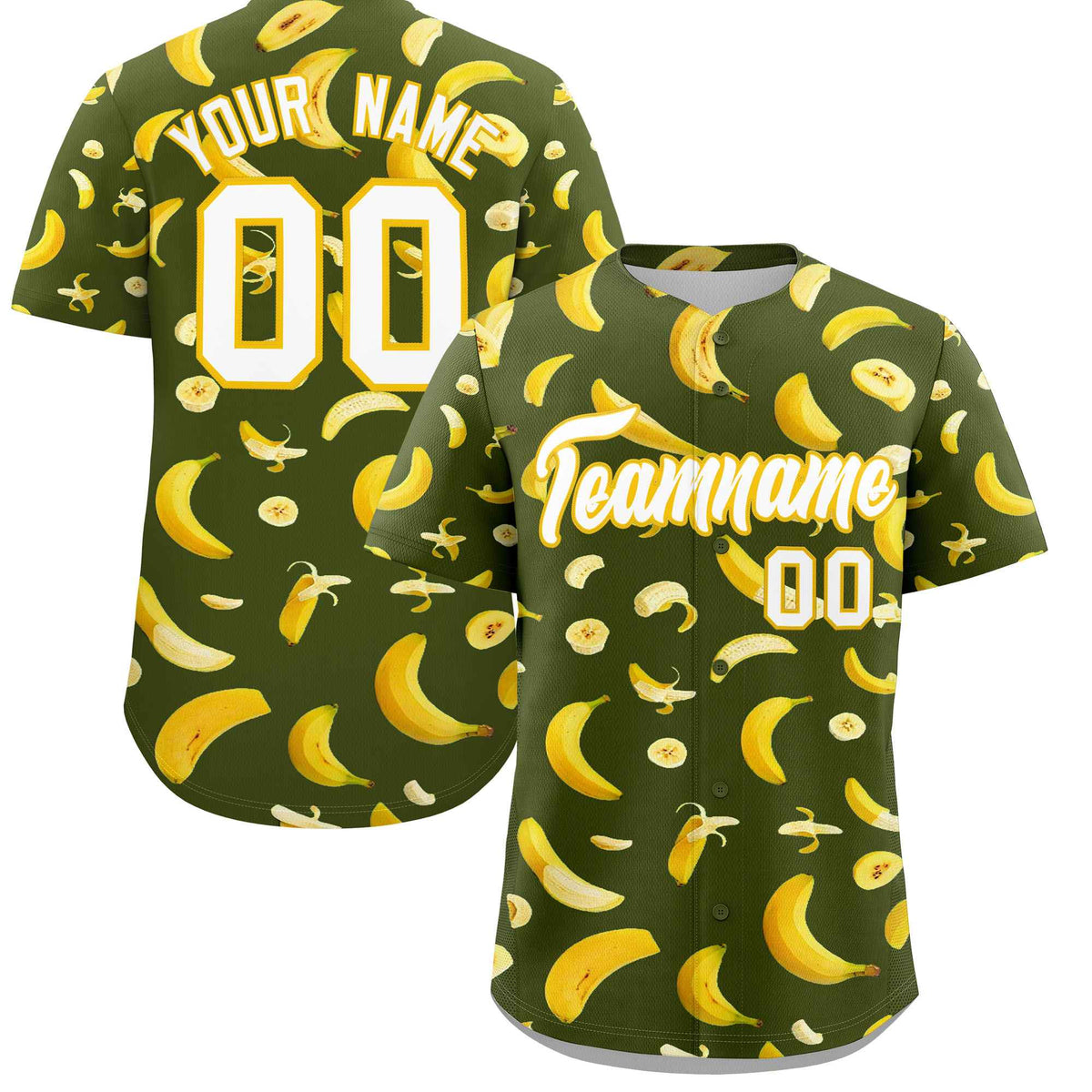 Custom Olive Banana Graffiti Pattern Fashion Authentic Baseball Jersey | Graffiti Pattern | Embroidery&amp;Dye-sublimation printing | KXKSHOP