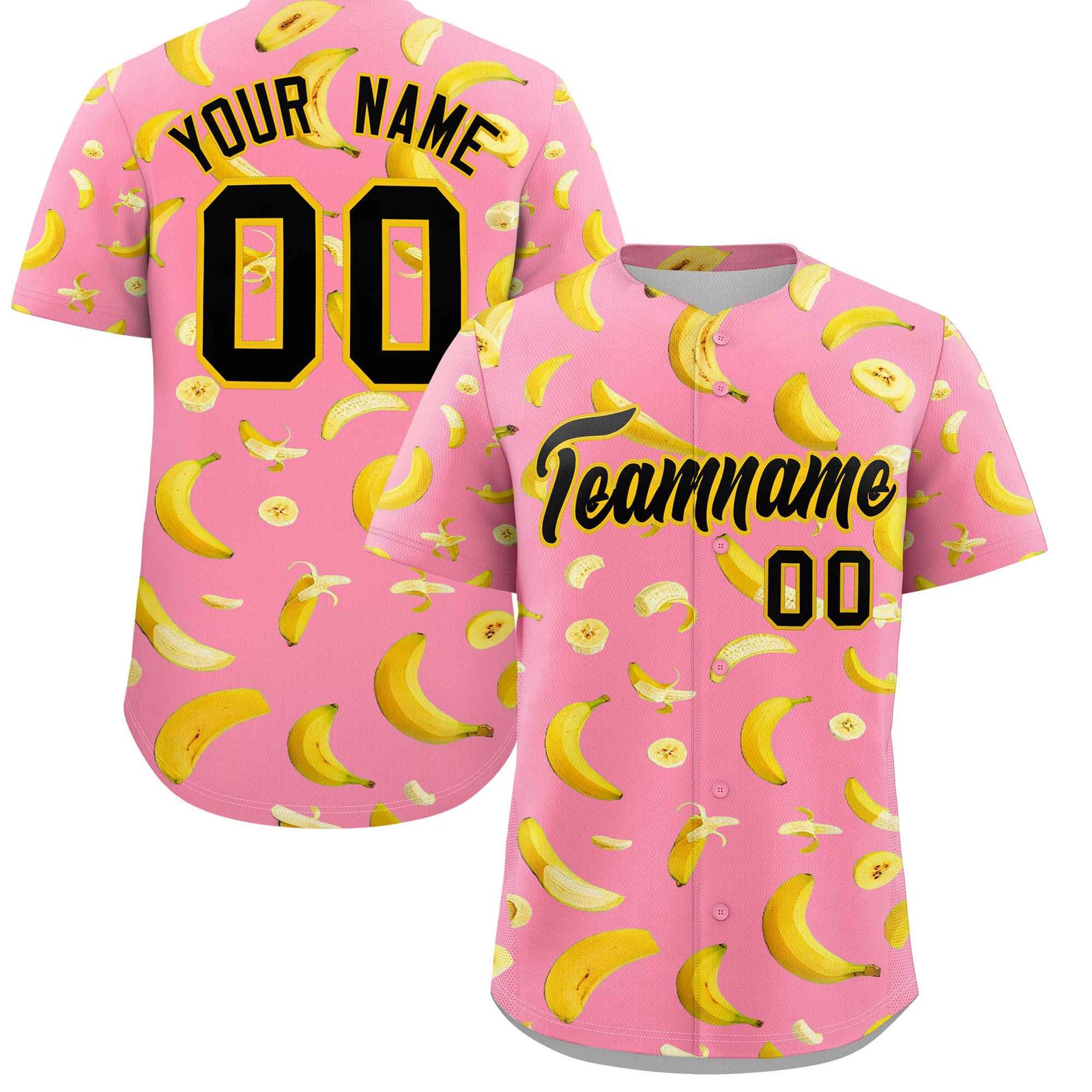 Custom Light Pink Banana Graffiti Pattern Fashion Authentic Baseball Jersey | Graffiti Pattern | Embroidery&Dye-sublimation printing | KXKSHOP