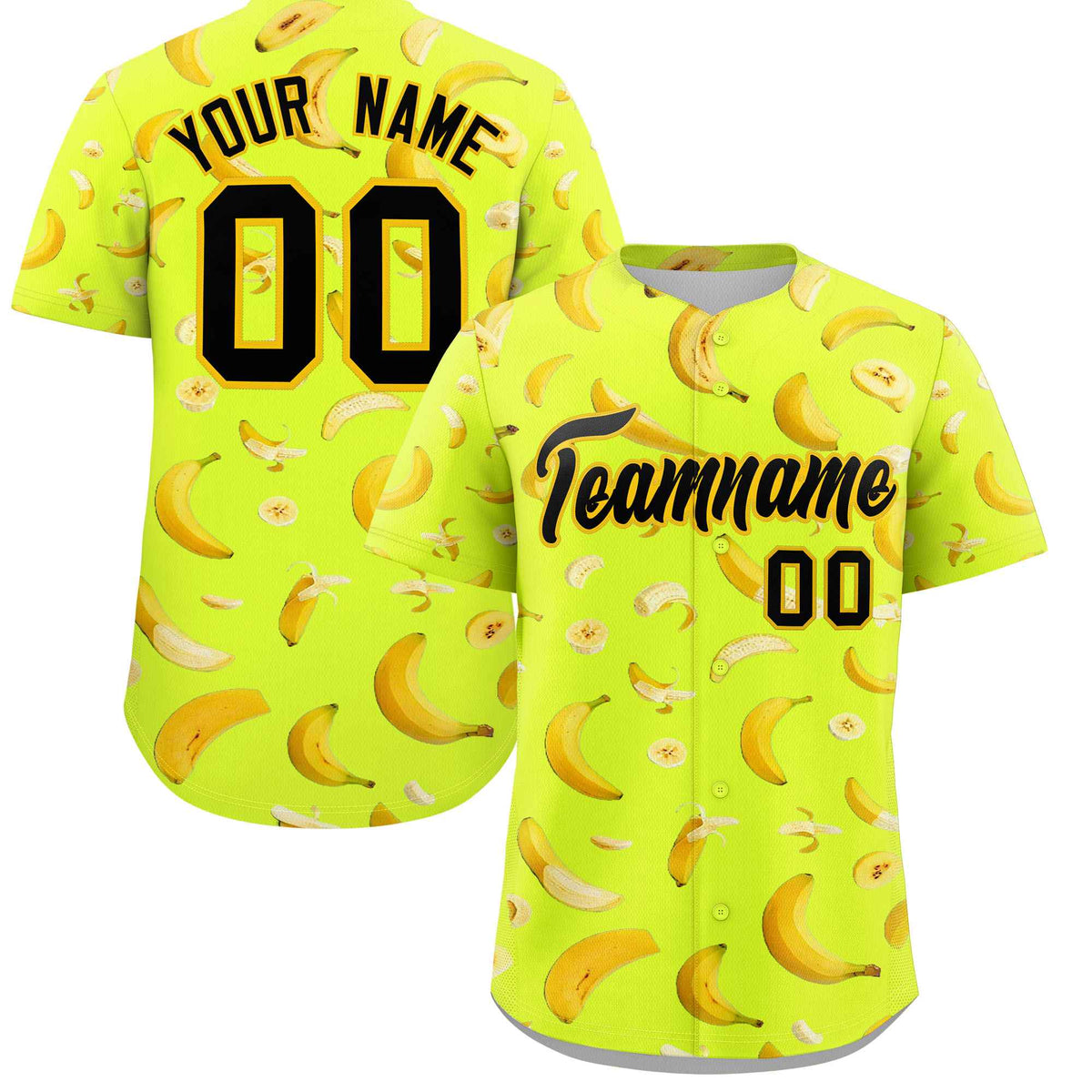 Custom Fluorescent Green Banana Graffiti Pattern Fashion Authentic Baseball Jersey | Graffiti Pattern | Embroidery&amp;Dye-sublimation printing | KXKSHOP