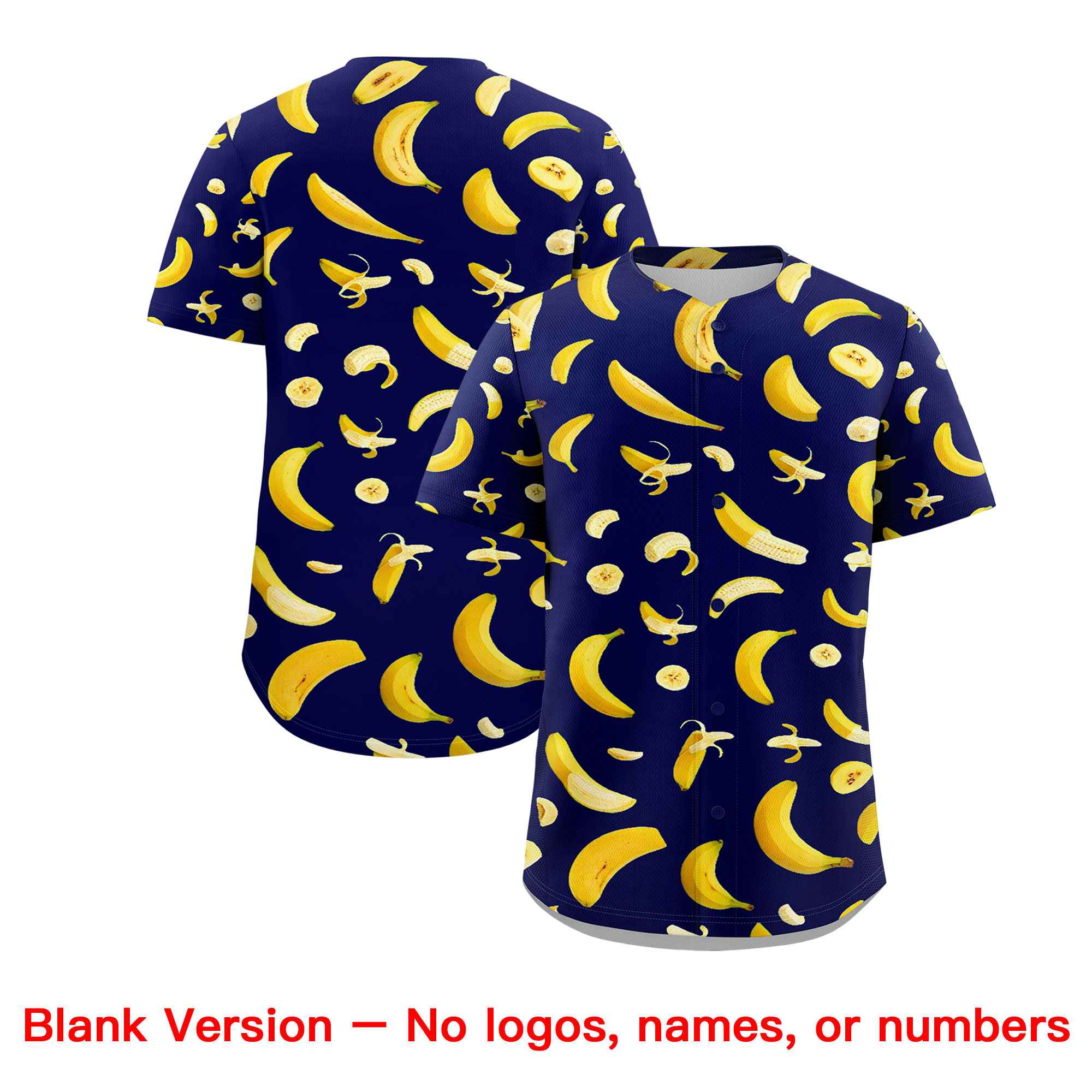Custom Dark Blue Banana Graffiti Pattern Fashion Authentic Baseball Jersey | Graffiti Pattern | Embroidery&Dye-sublimation printing | KXKSHOP