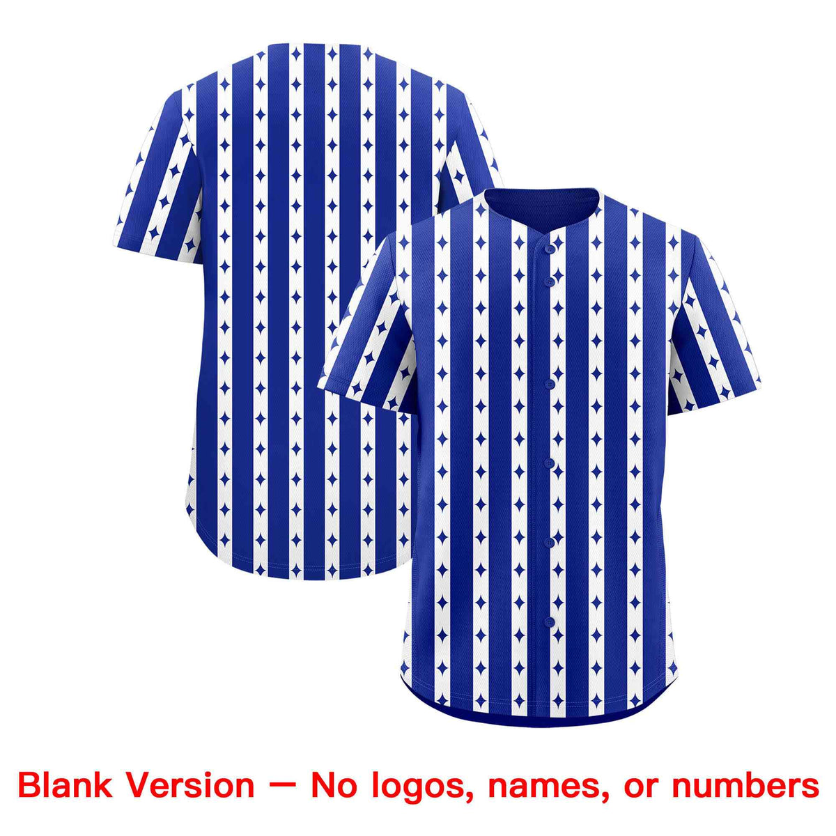 Custom Royal Blue White Star Pattern Thick Stripes Baseball Jersey| KXKSHOP
