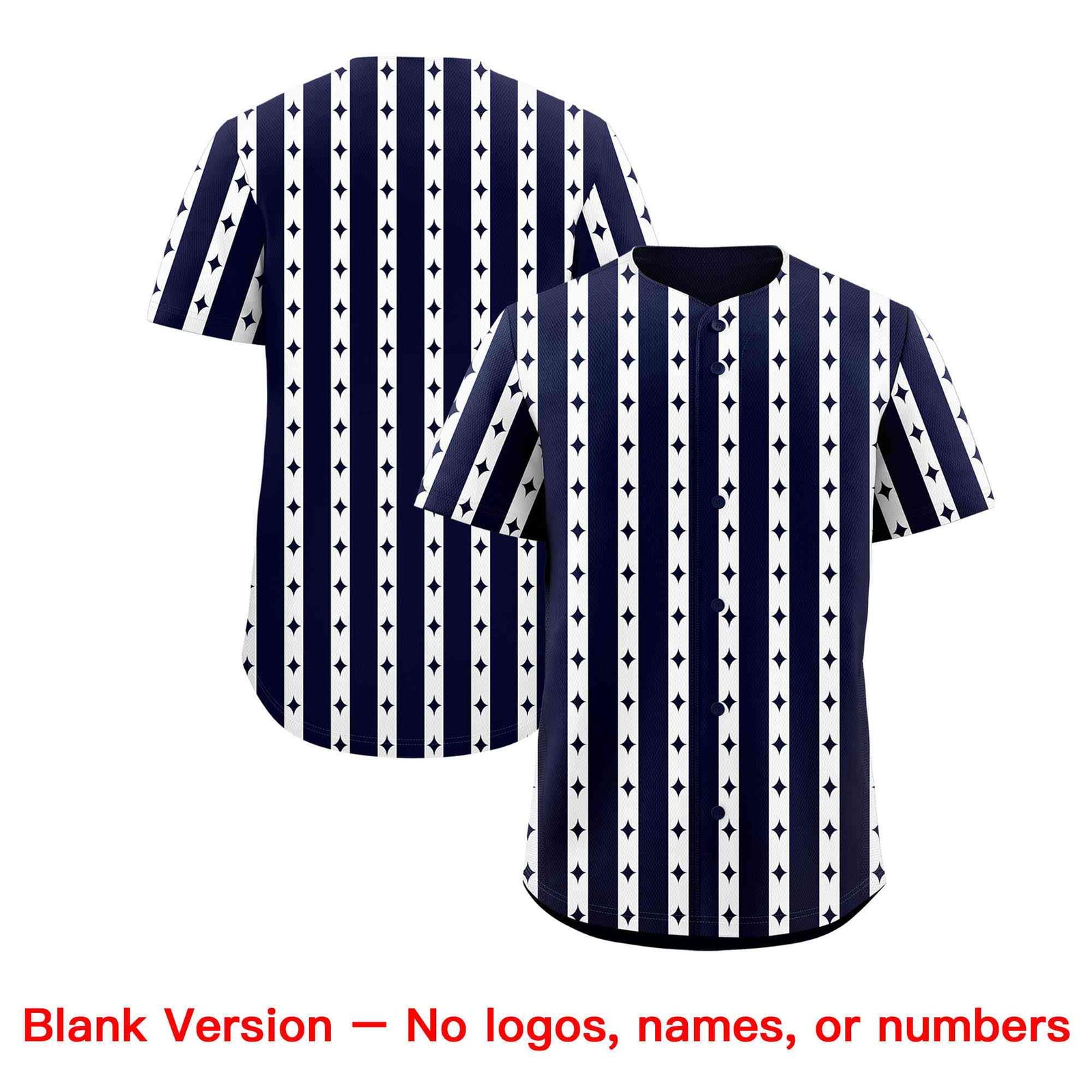 Custom Navy White Star Pattern Thick Stripes Baseball Jersey| KXKSHOP