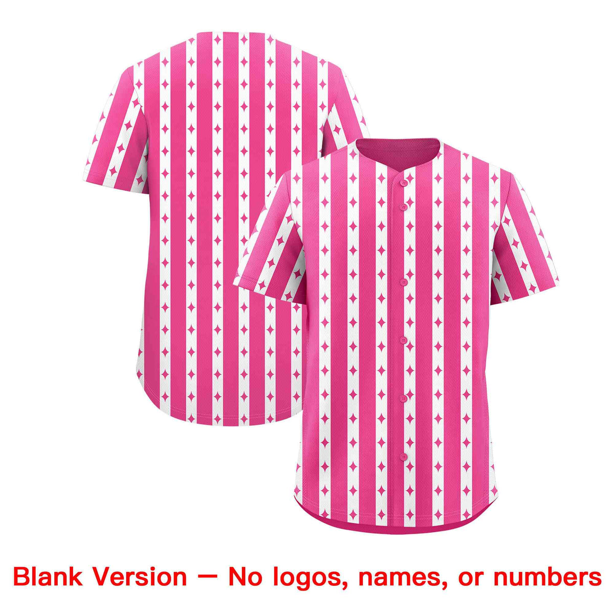 Custom Pink White Star Pattern Thick Stripes Baseball Jersey| KXKSHOP