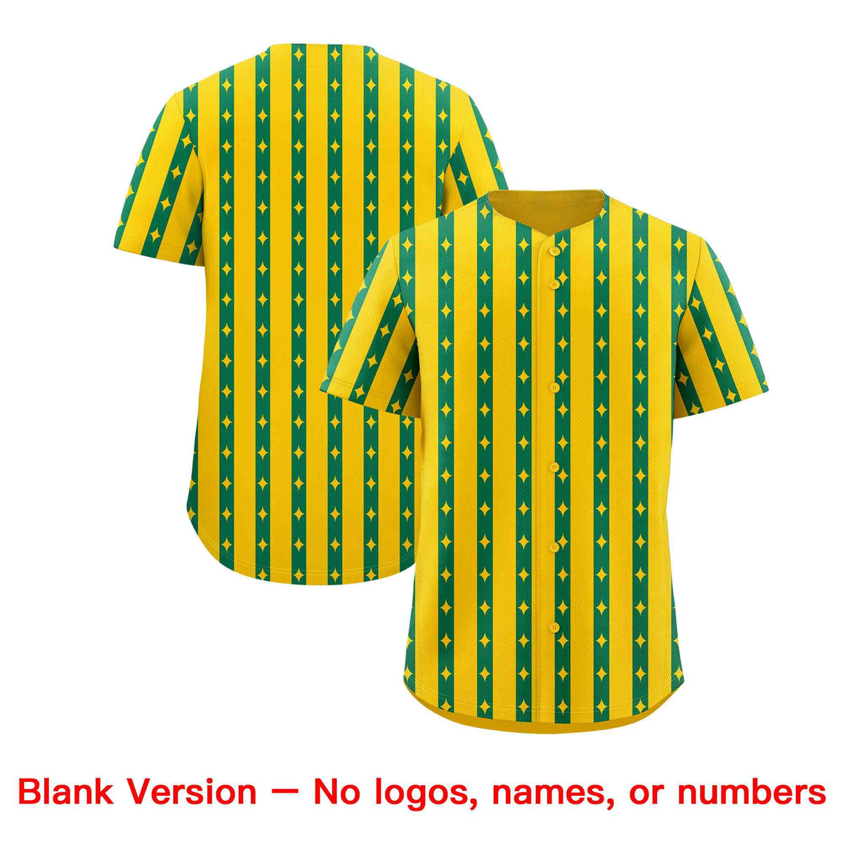Custom Gold Kelly Green Star Pattern Thick Stripes Baseball Jersey| KXKSHOP