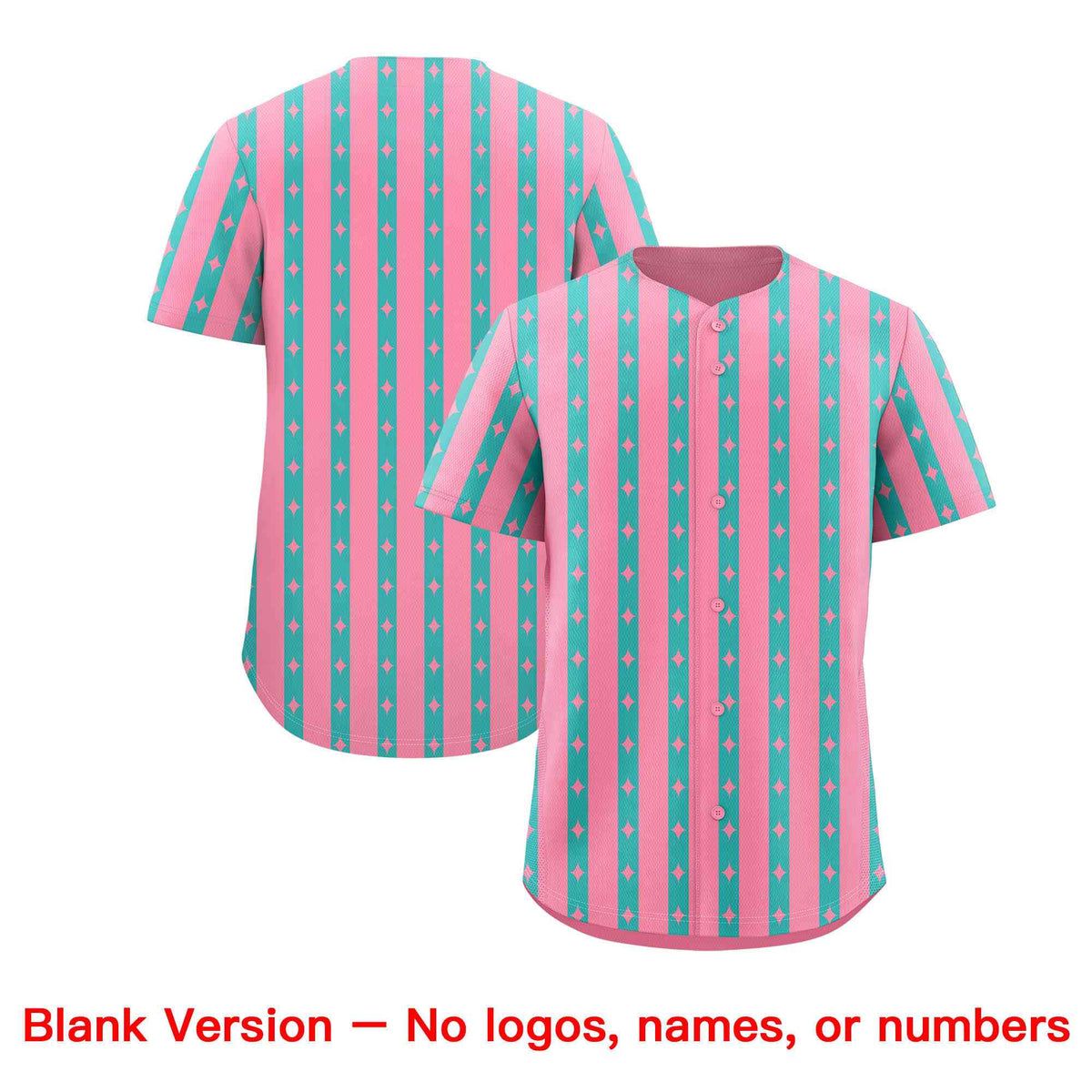 Custom Light Pink Teal Star Pattern Thick Stripes Baseball Jersey| KXKSHOP
