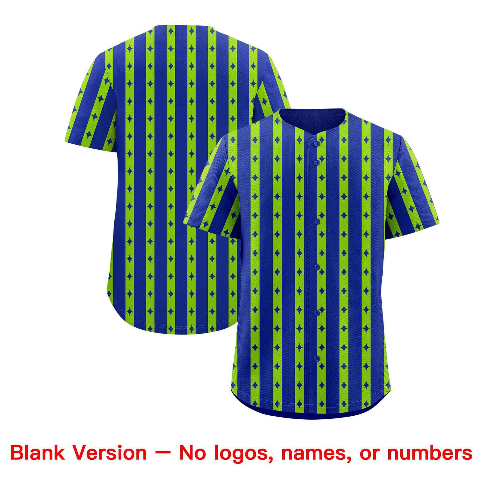 Custom Royal Blue Neon Green Star Pattern Thick Stripes Baseball Jersey| KXKSHOP