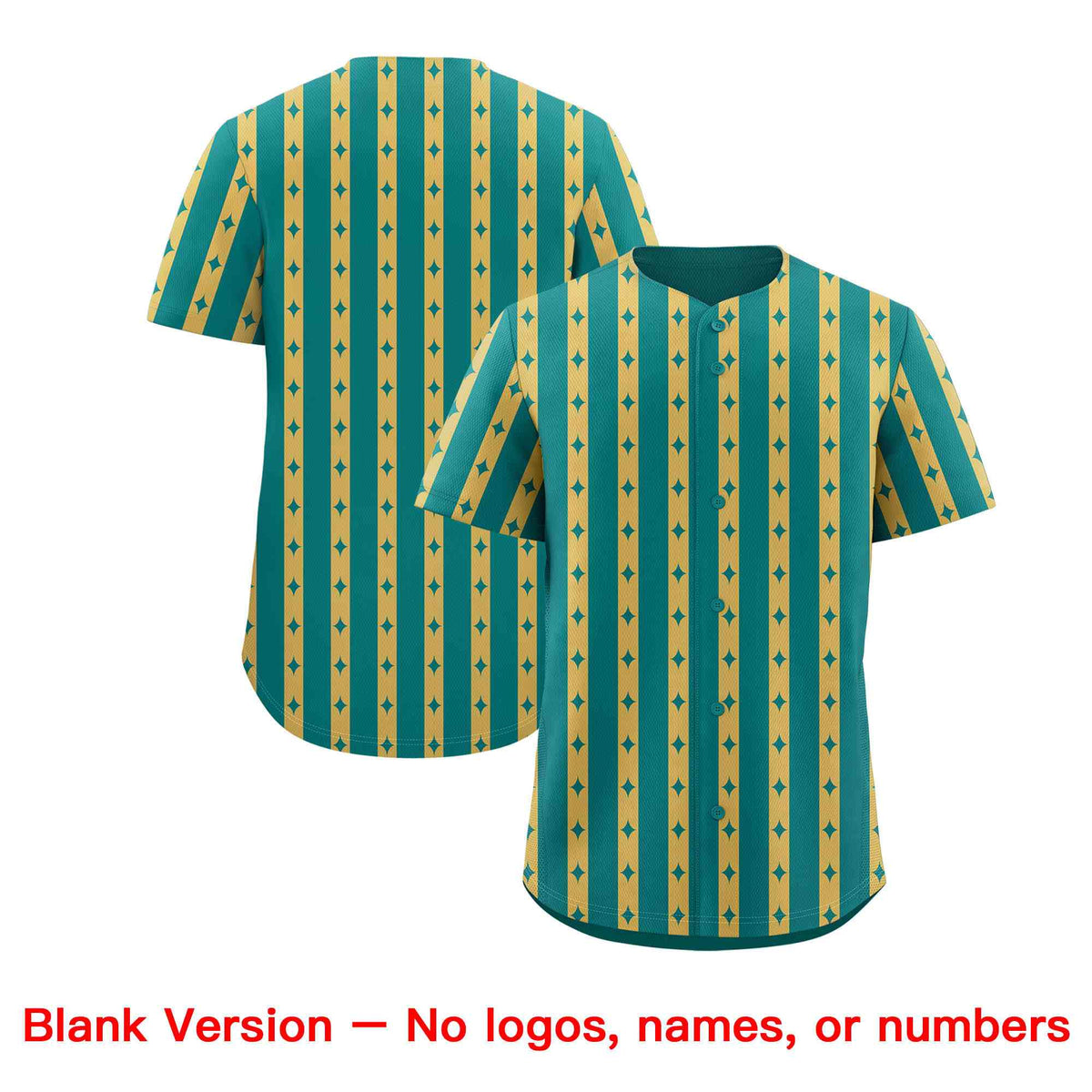 Custom Teal Old Gold Star Pattern Thick Stripes Baseball Jersey| KXKSHOP