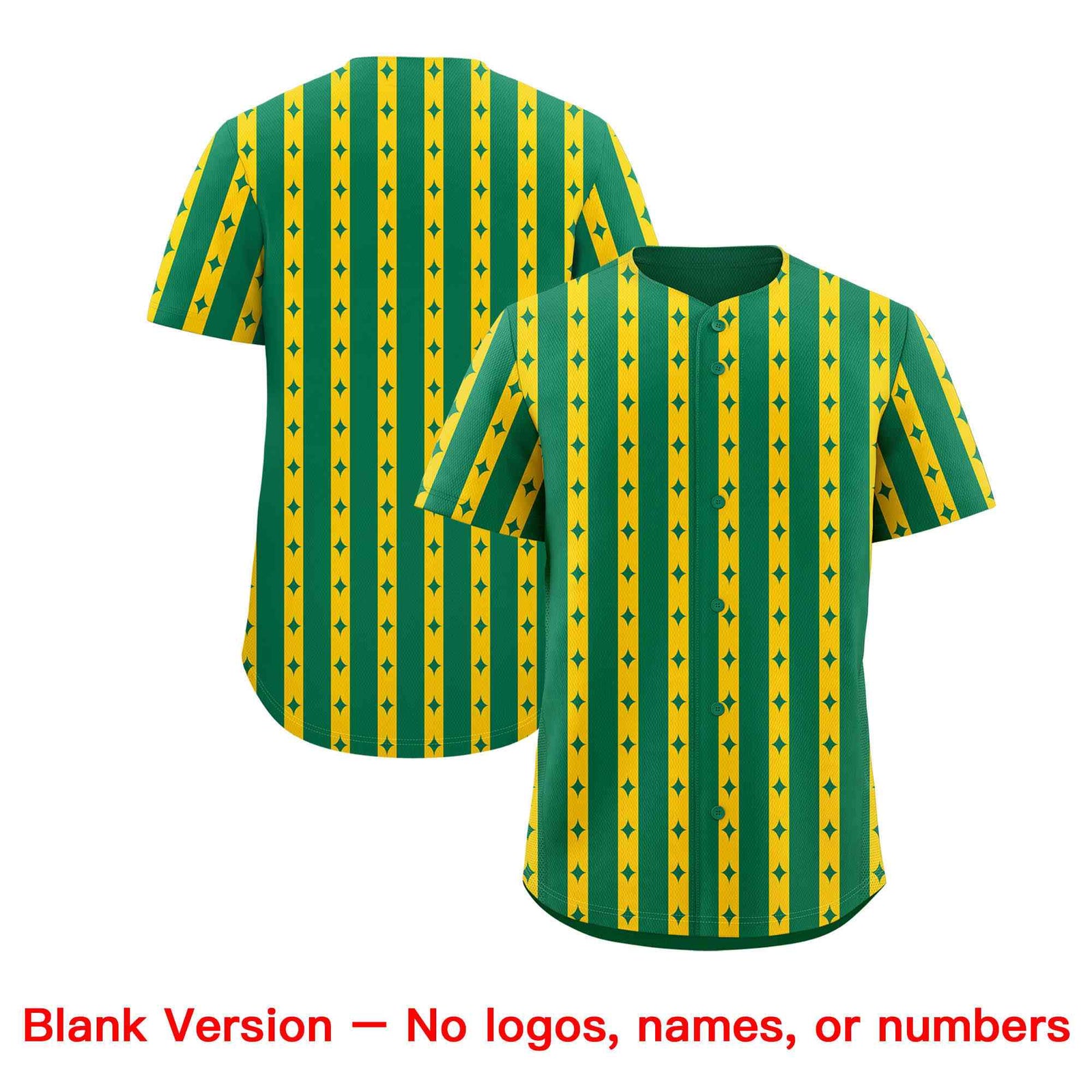 Custom Kelly Green Gold Star Pattern Thick Stripes Baseball Jersey| KXKSHOP