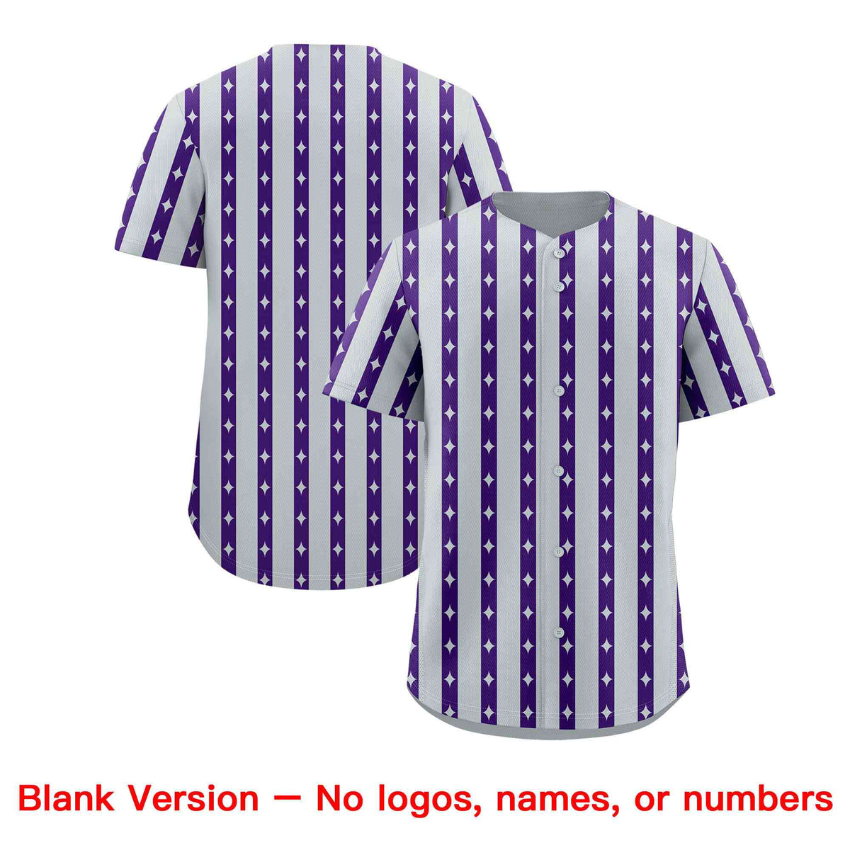 Custom Silver Purple Star Pattern Thick Stripes Baseball Jersey| KXKSHOP