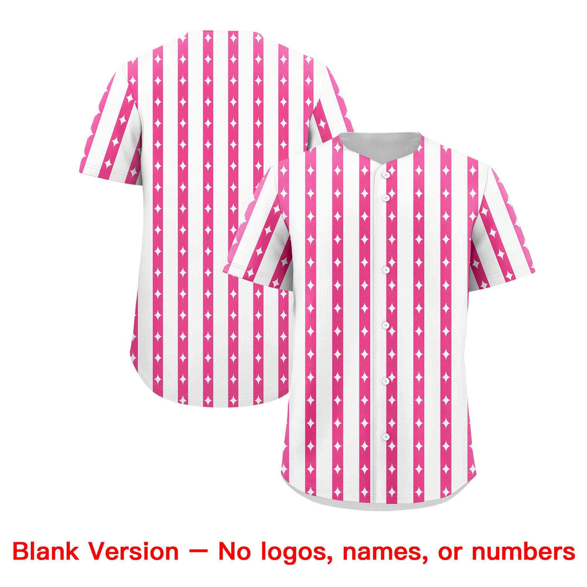 Custom White Pink Star Pattern Thick Stripes Baseball Jersey| KXKSHOP